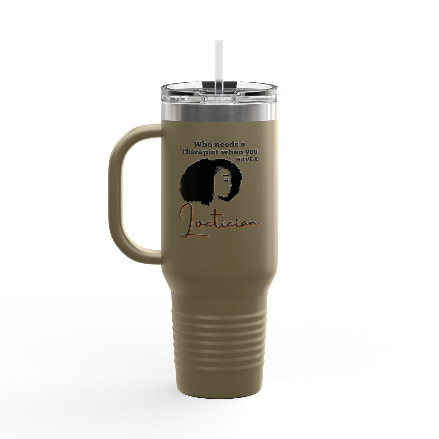 Humorous Insulated Travel Mug - 40oz "Who Needs a Therapist" - Perfect Gift for Hair Stylists