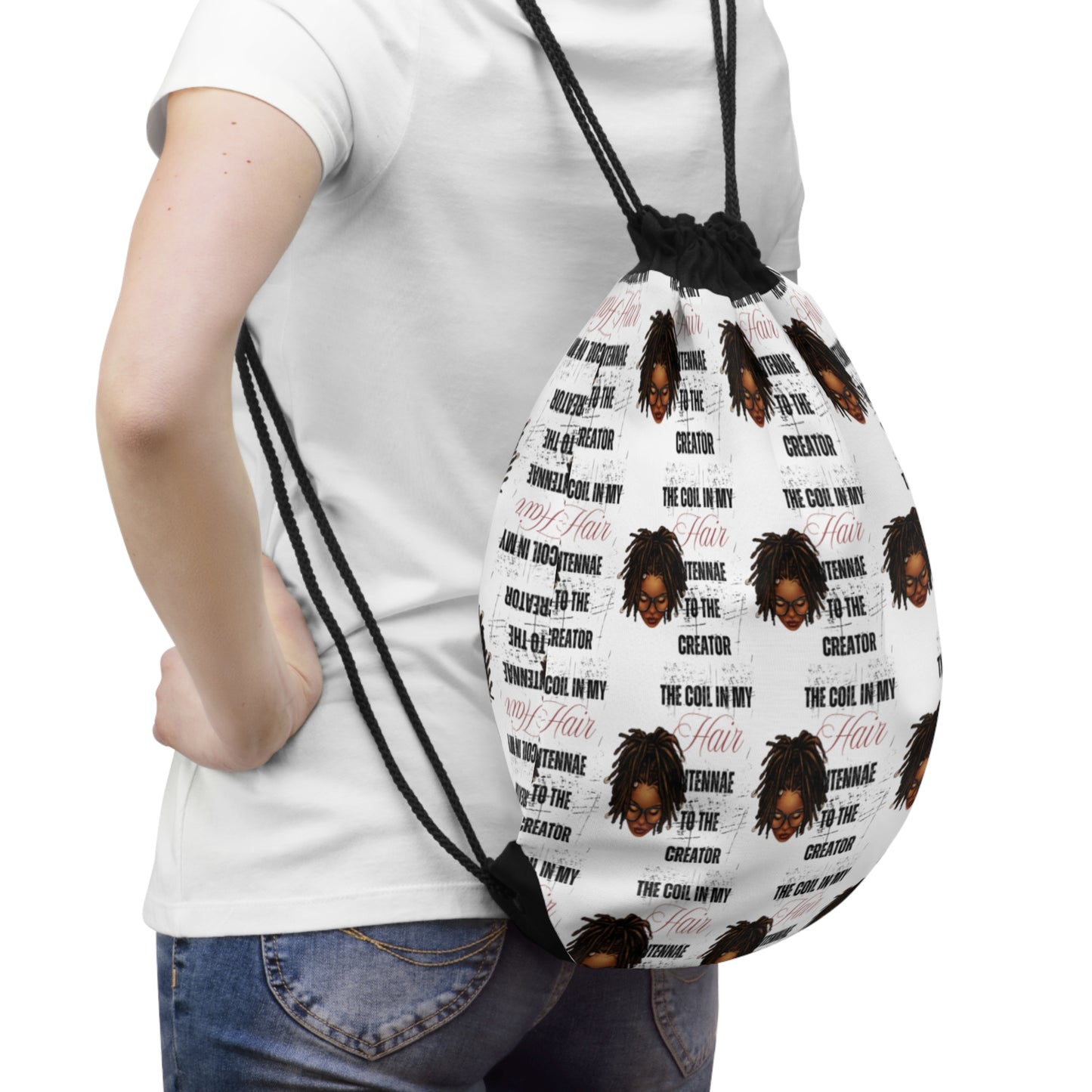 Inspiration Drawstring Bag - "The Coil in My Hair" Design for Creators & Artists