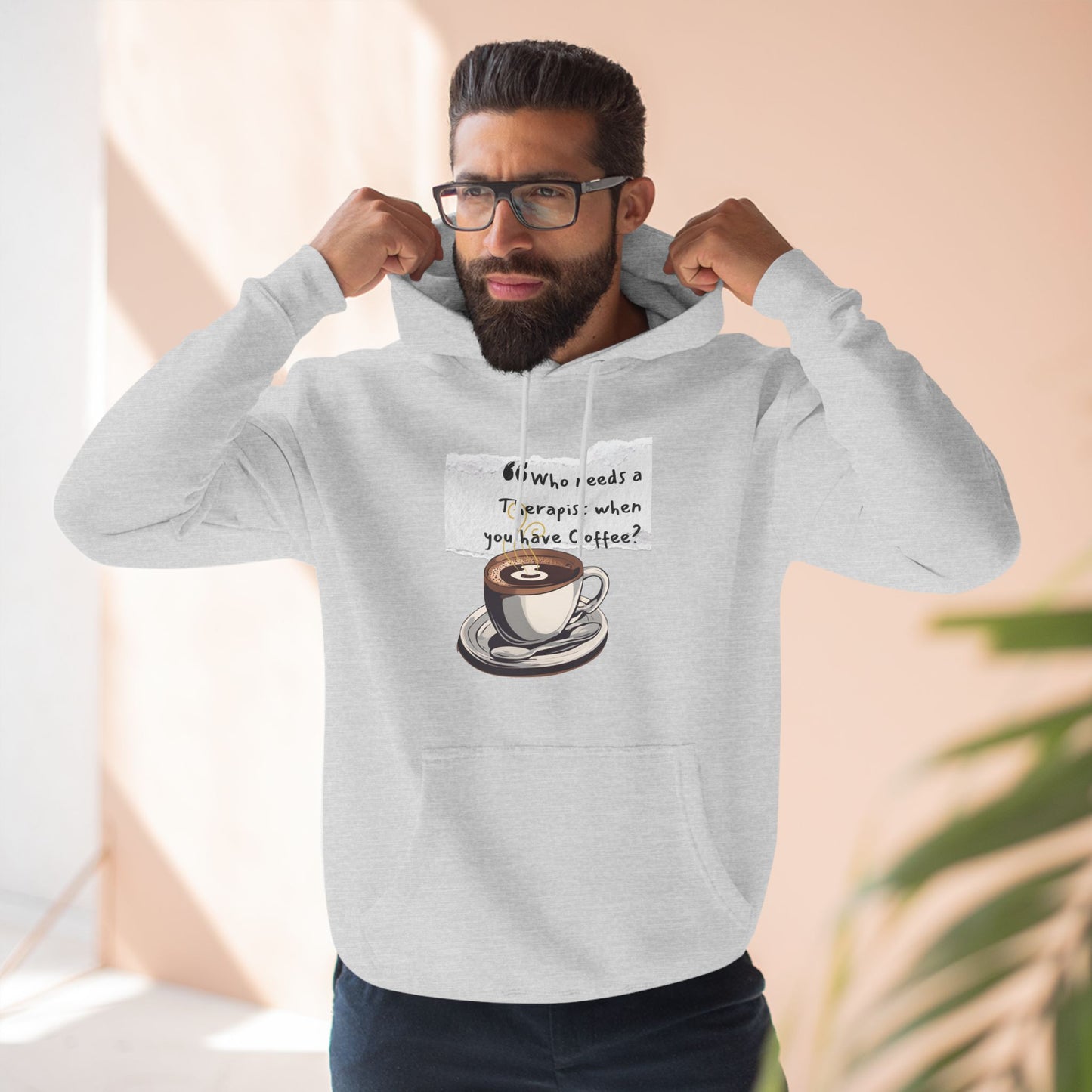 Funny Coffee Therapy Fleece Hoodie - Perfect for Coffee Lovers