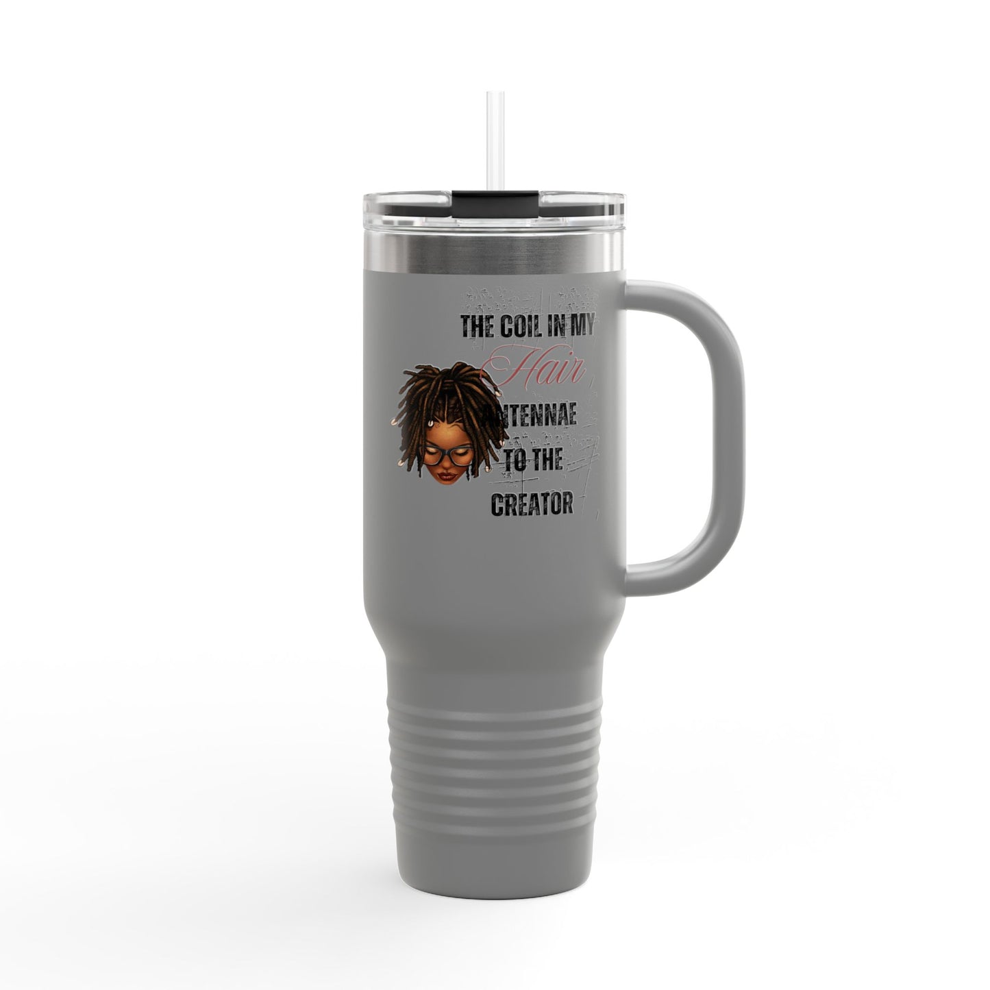 Personalized 40oz Insulated Travel Mug - 'The Coil in My Hair' Design