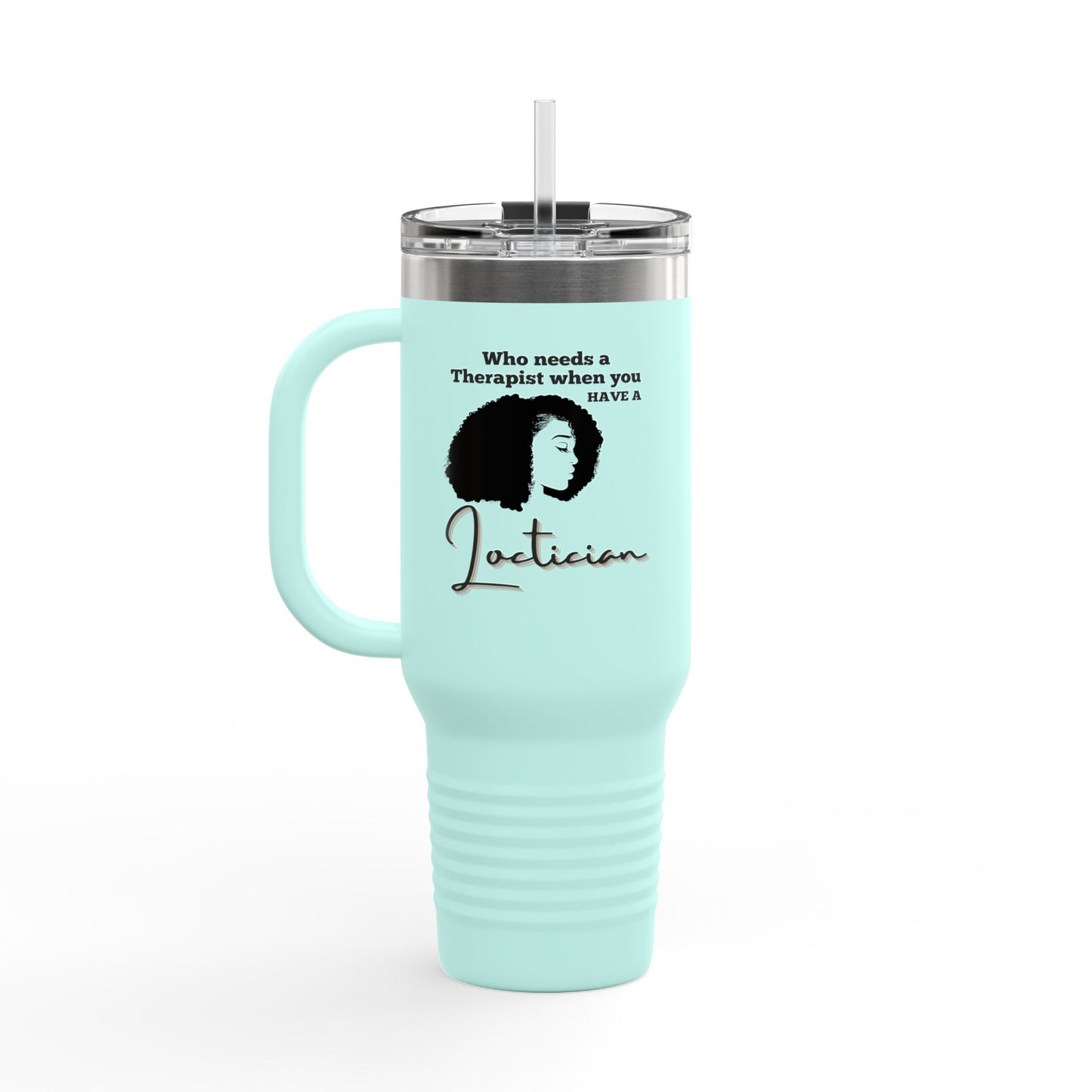 Humorous Insulated Travel Mug - 40oz "Who Needs a Therapist" - Perfect Gift for Hair Stylists