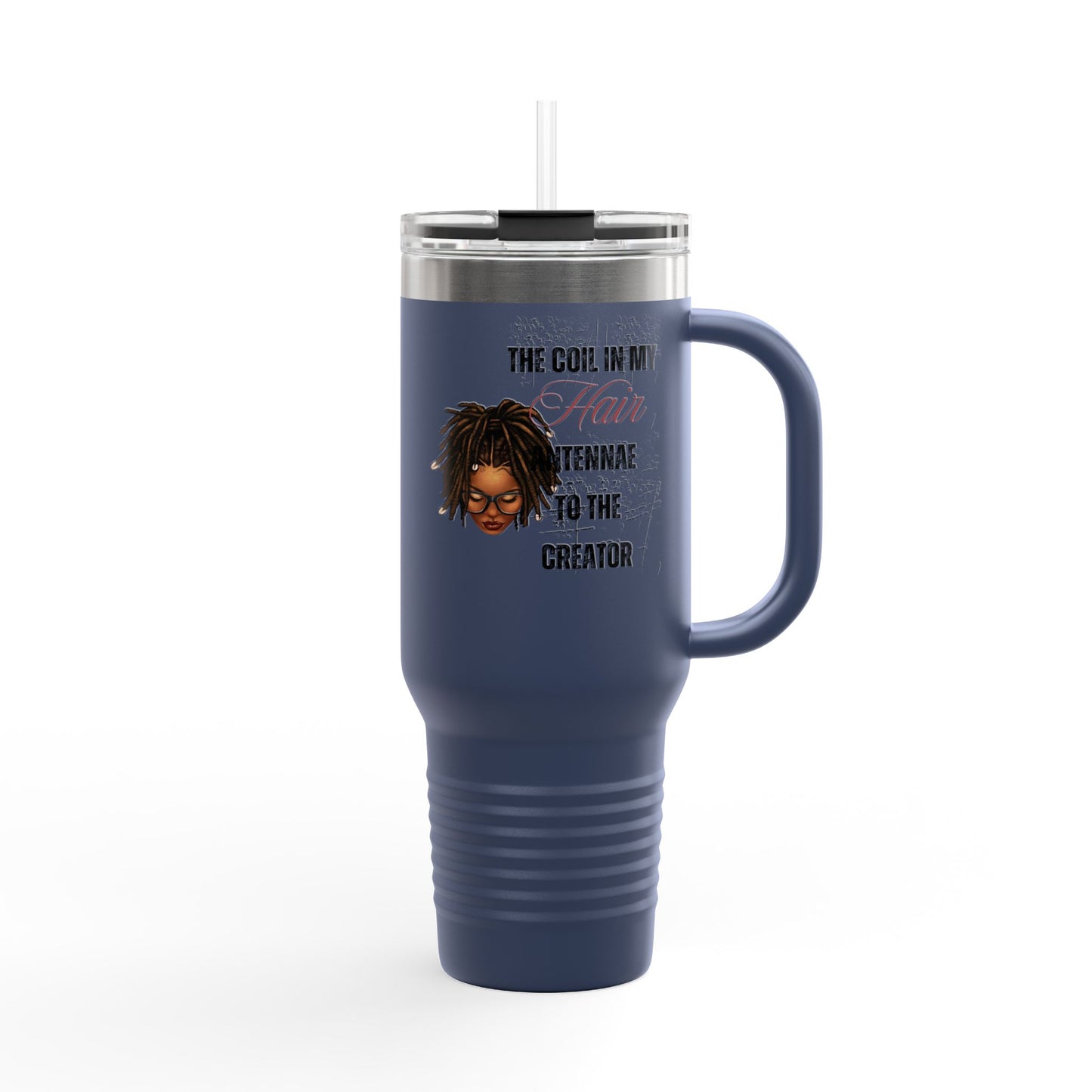 Personalized 40oz Insulated Travel Mug - 'The Coil in My Hair' Design