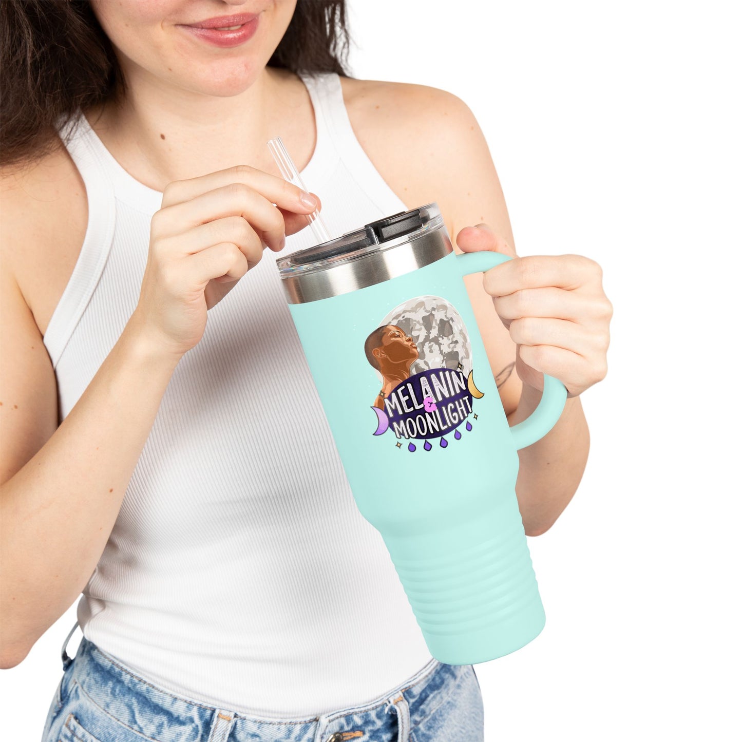 Personalized Insulated Travel Mug - 40oz Moonlight Design