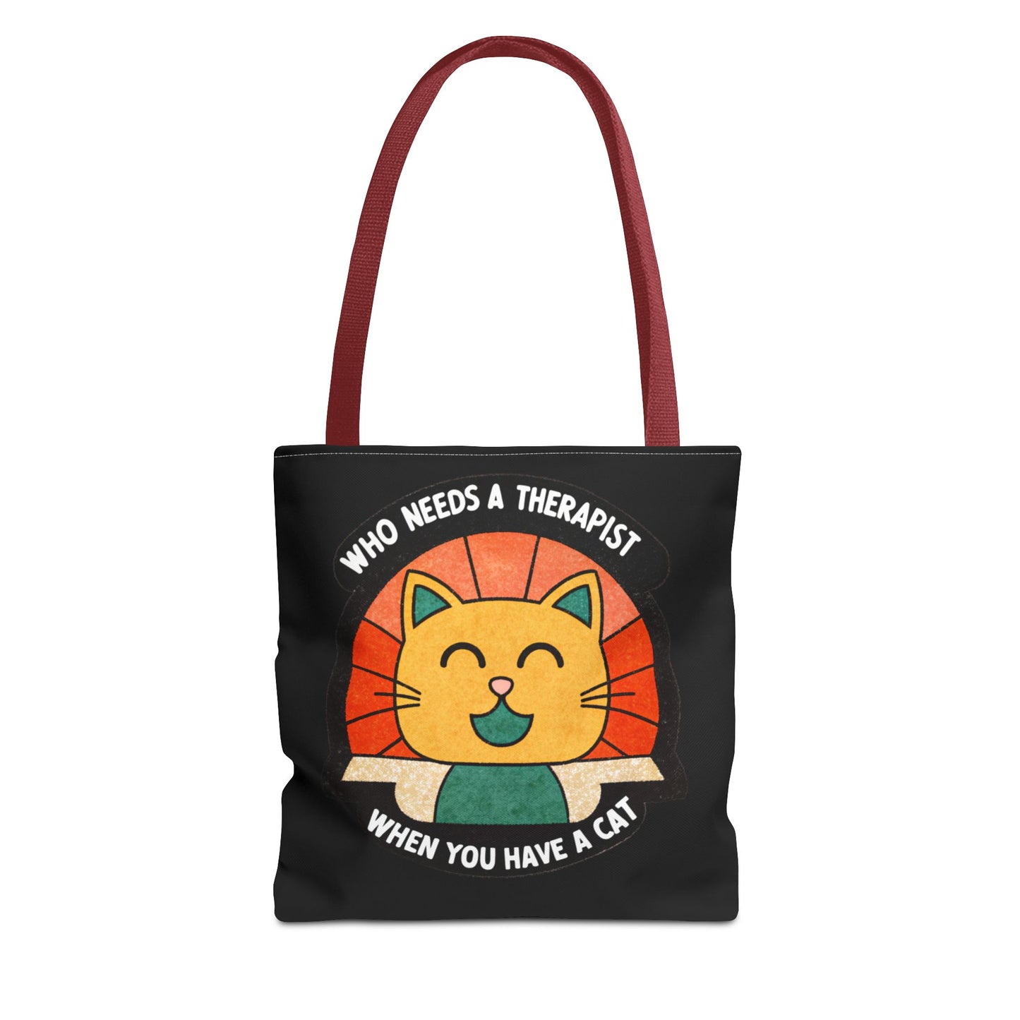 Funny Cat Tote Bag - "Who Needs a Therapist When You Have a Cat"