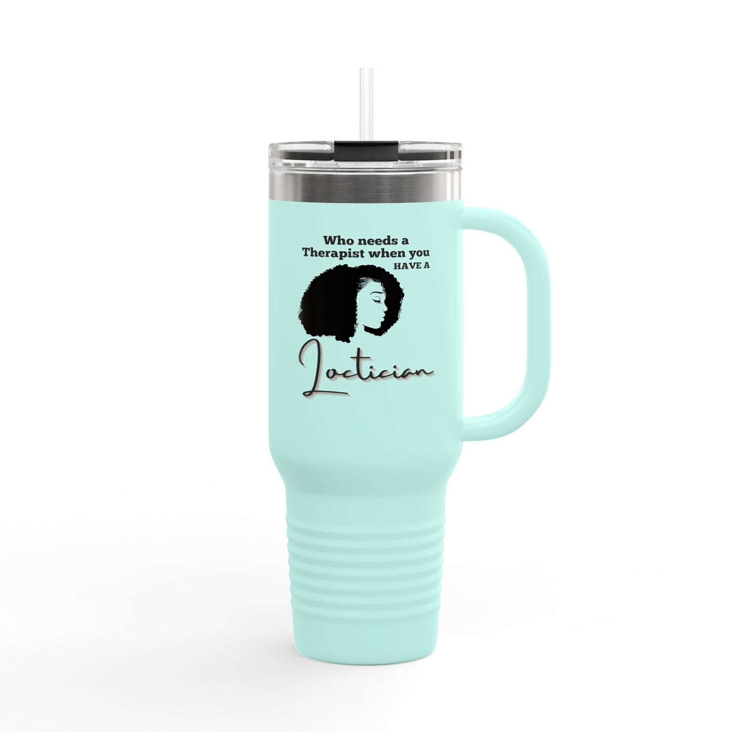 Humorous Insulated Travel Mug - 40oz "Who Needs a Therapist" - Perfect Gift for Hair Stylists
