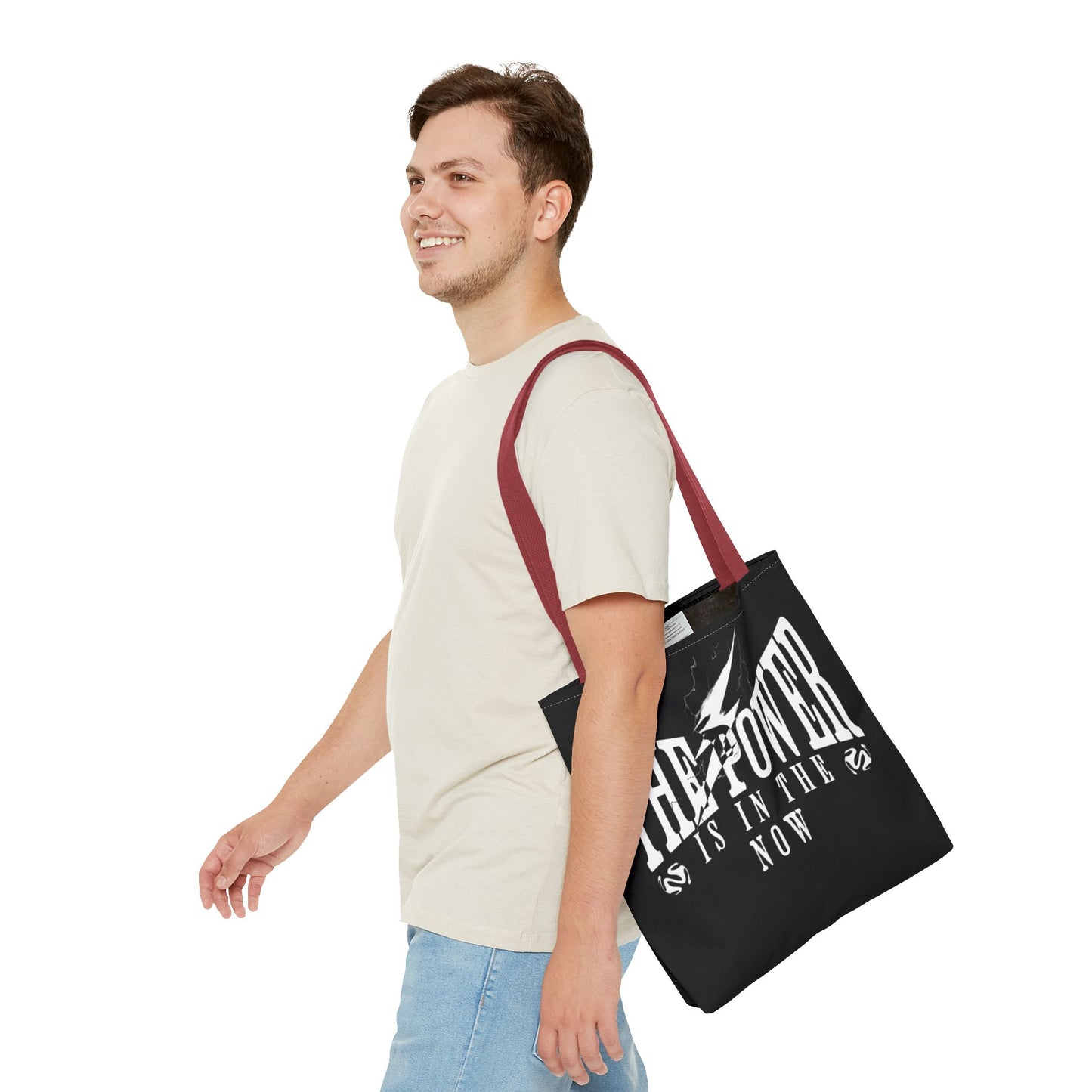 Empowerment Tote Bag - "The Power is in the Now" - Motivational Black Tote for Everyday Use