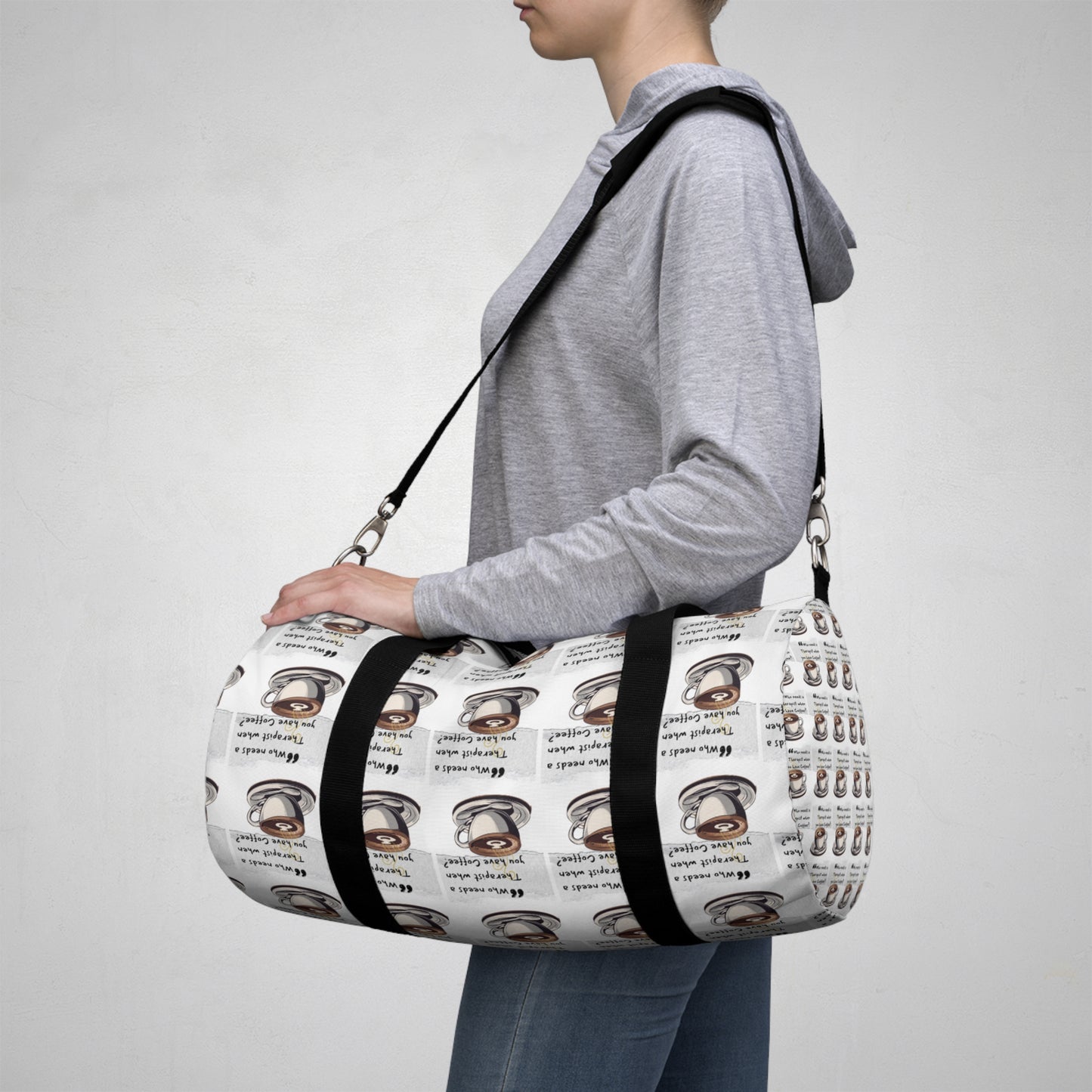 Coffee Lover's Duffel Bag - Perfect for Travel & Gym with Fun Quote