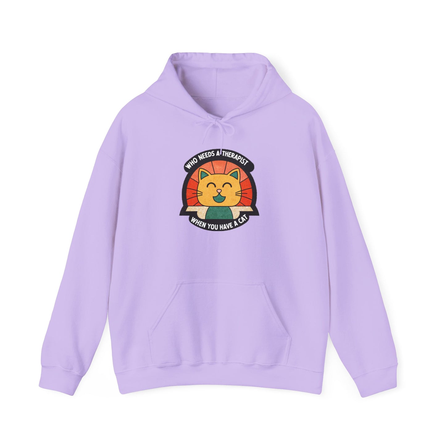 Funny Cat Sweatshirt - 'Who Needs a Therapist When You Have a Cat?' Unisex Hoodie