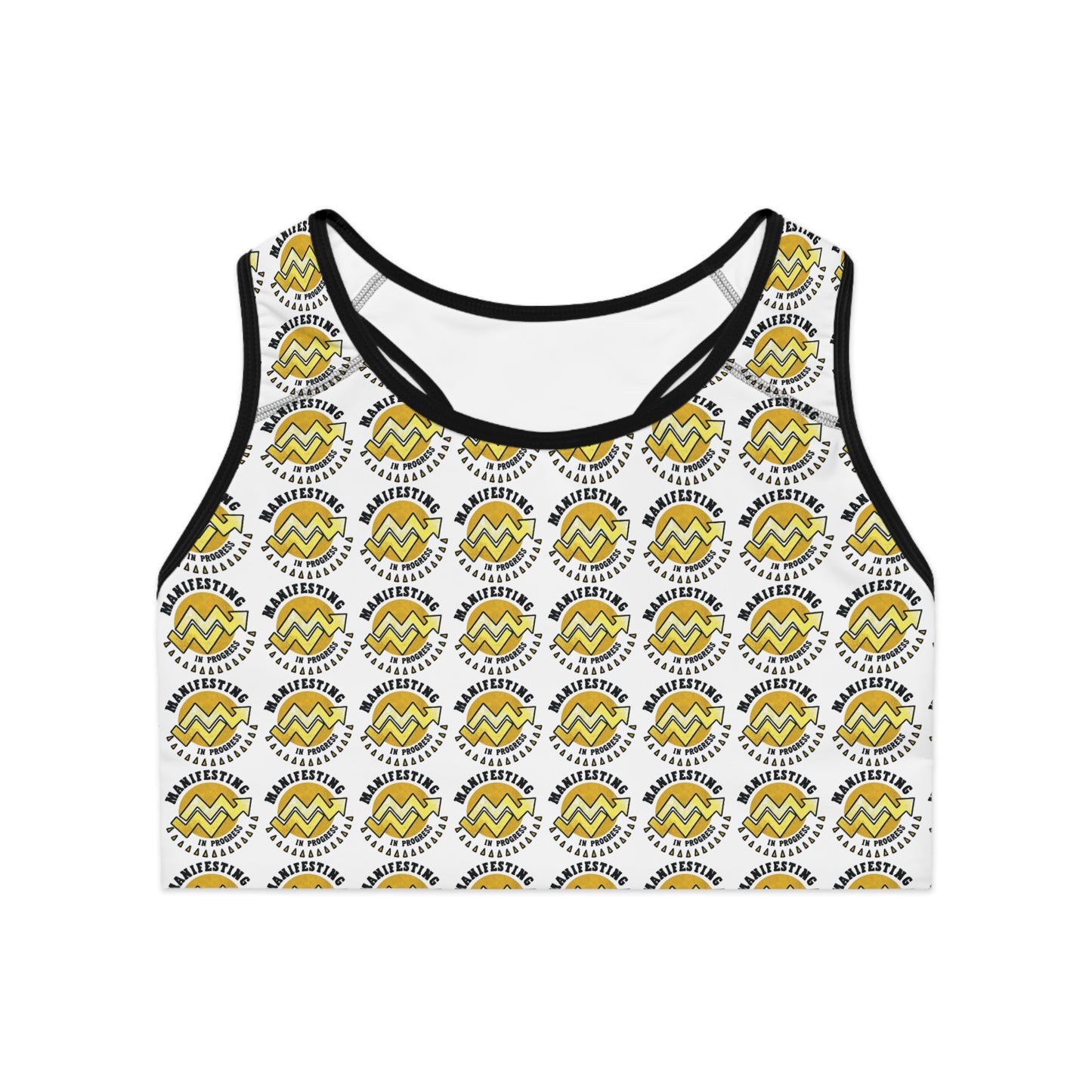 Positive Vibes Sports Bra with Motivational Design