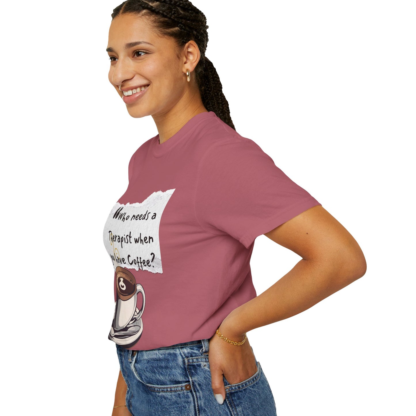 Unisex Coffee Therapy T-Shirt - "Who Needs a Therapist When You Have Coffee?"