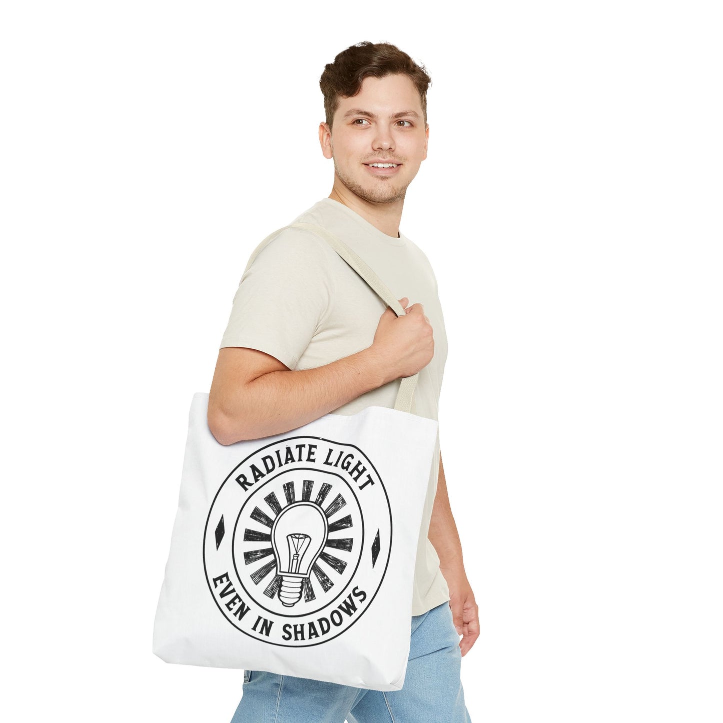 Inspirational Tote Bag - 'Radiate Light Even in Shadows'