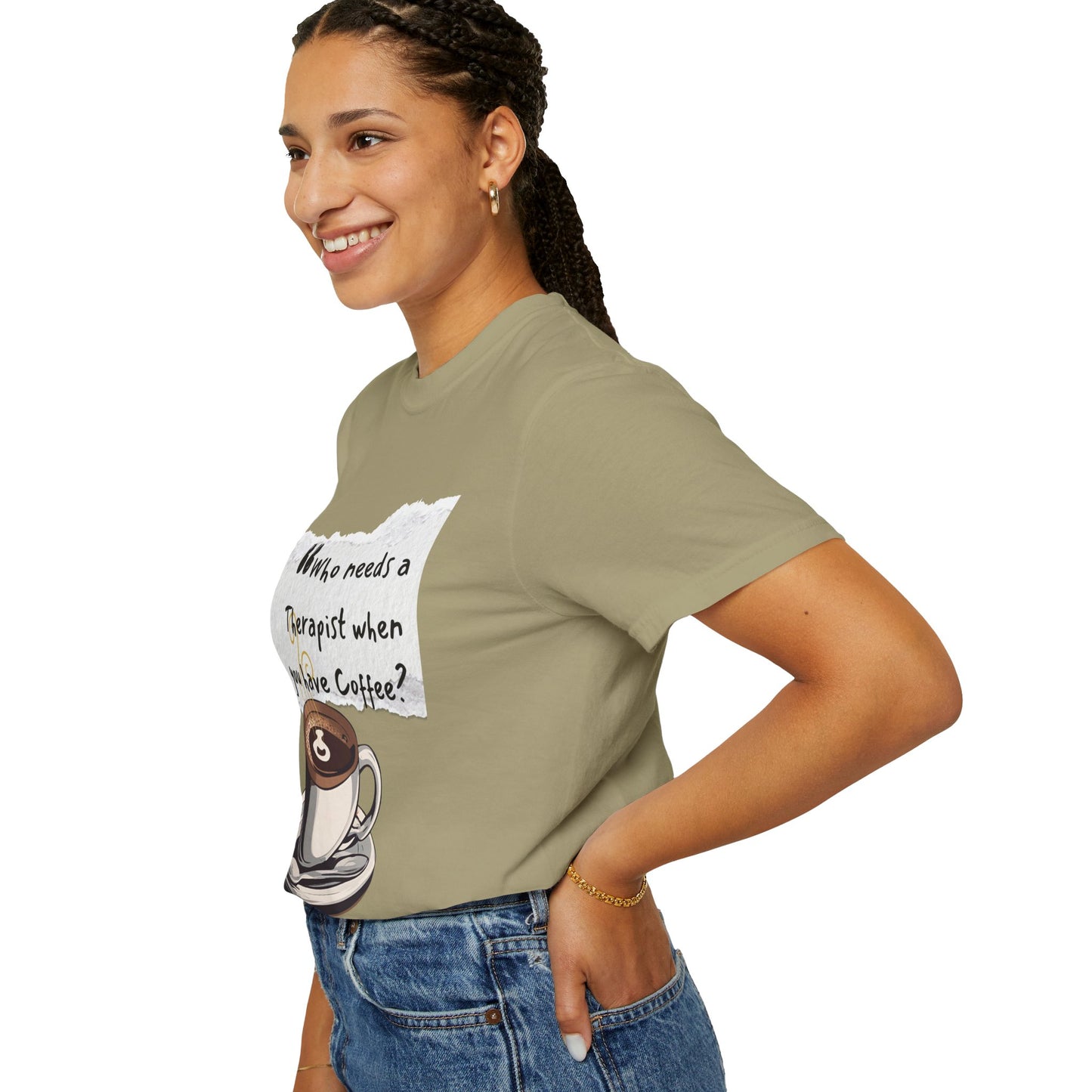 Unisex Coffee Therapy T-Shirt - "Who Needs a Therapist When You Have Coffee?"