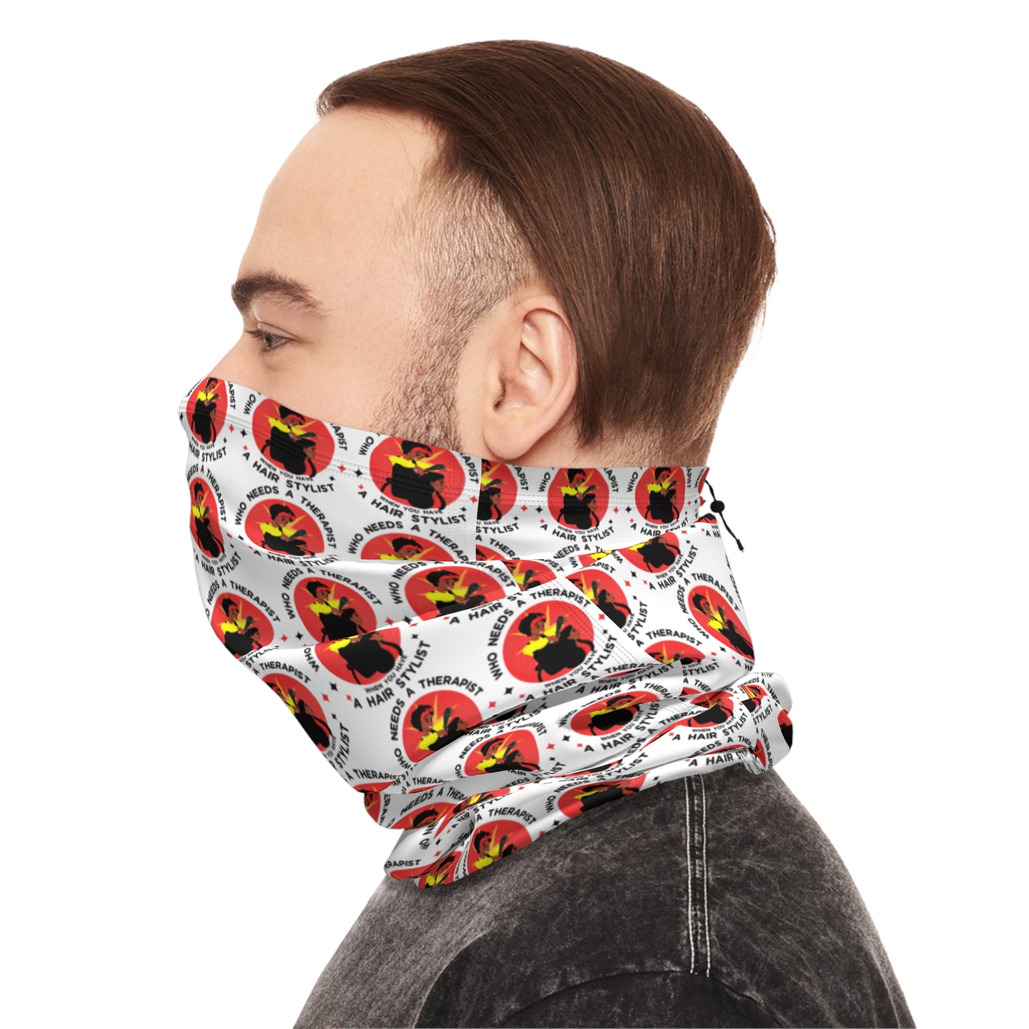 Cozy Winter Neck Gaiter with Drawstring - Fun Patterned Scarf for Outdoor Adventures