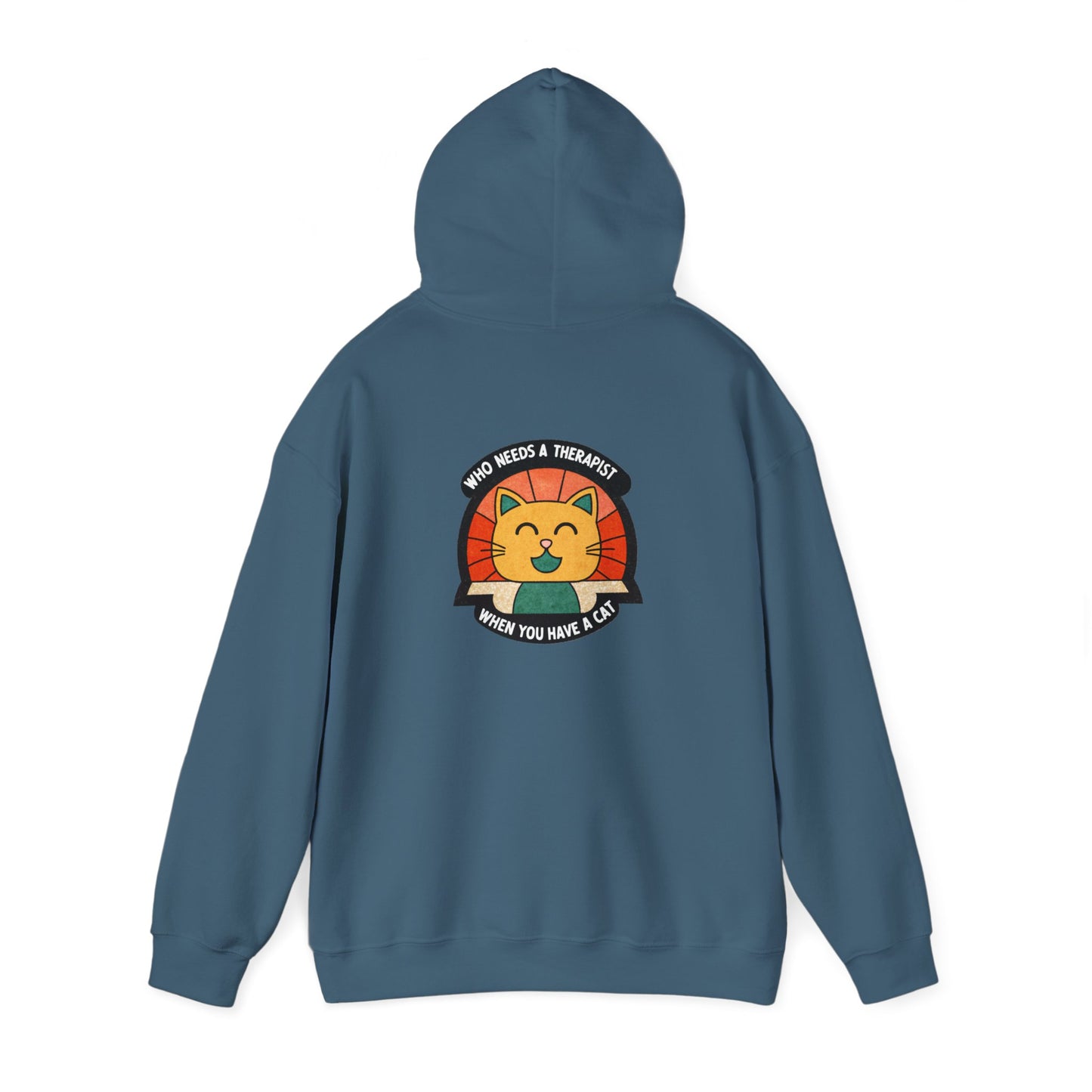 Funny Cat Sweatshirt - 'Who Needs a Therapist When You Have a Cat?' Unisex Hoodie
