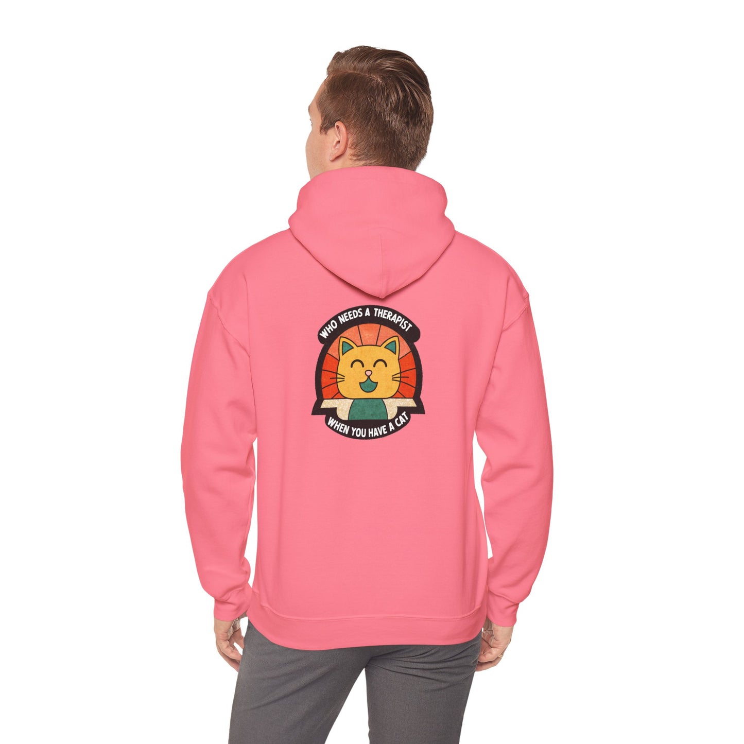 Funny Cat Sweatshirt - 'Who Needs a Therapist When You Have a Cat?' Unisex Hoodie