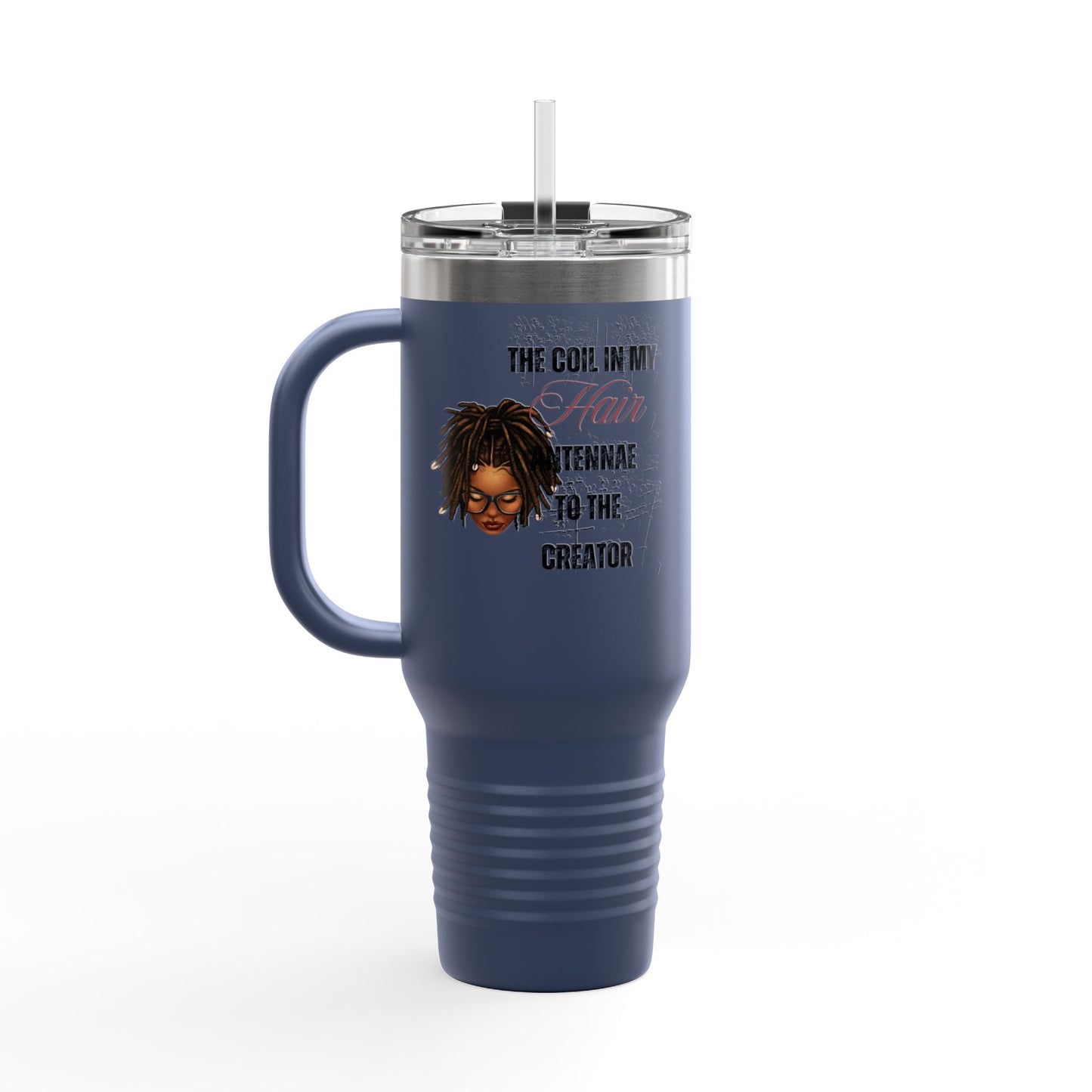 Personalized 40oz Insulated Travel Mug - 'The Coil in My Hair' Design