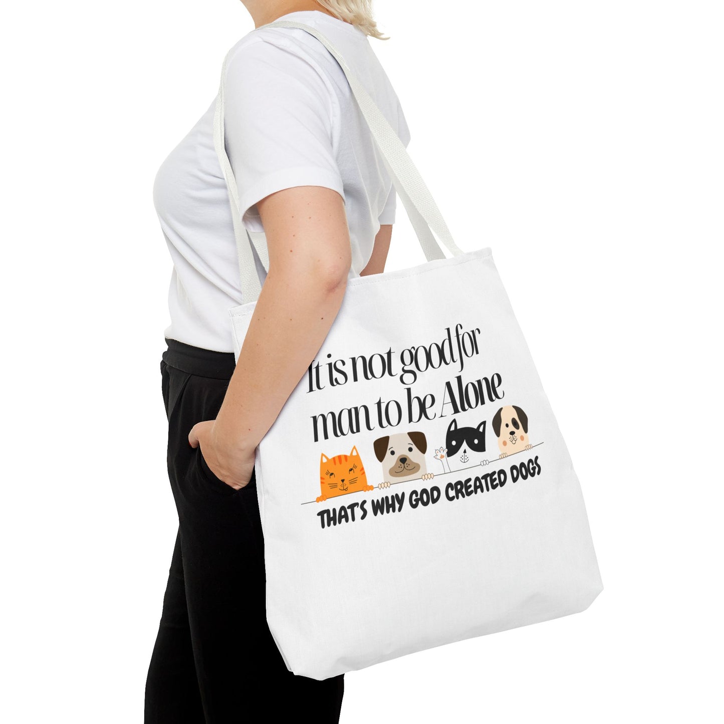Dog Lover Tote Bag - "It is not good for man to be Alone" Design