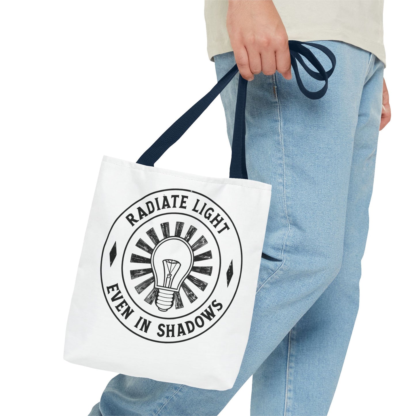 Inspirational Tote Bag - 'Radiate Light Even in Shadows'