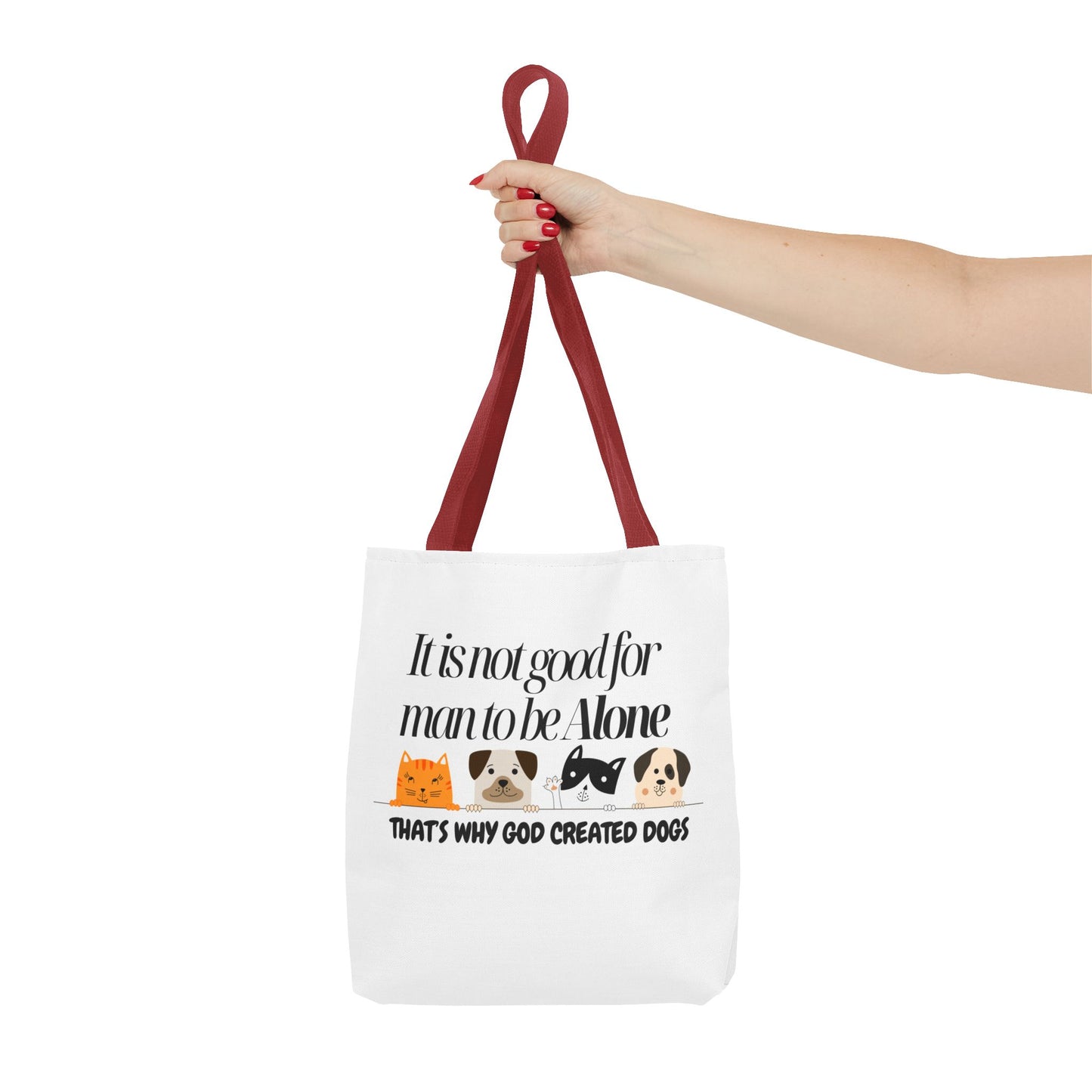 Dog Lover Tote Bag - "It is not good for man to be Alone" Design
