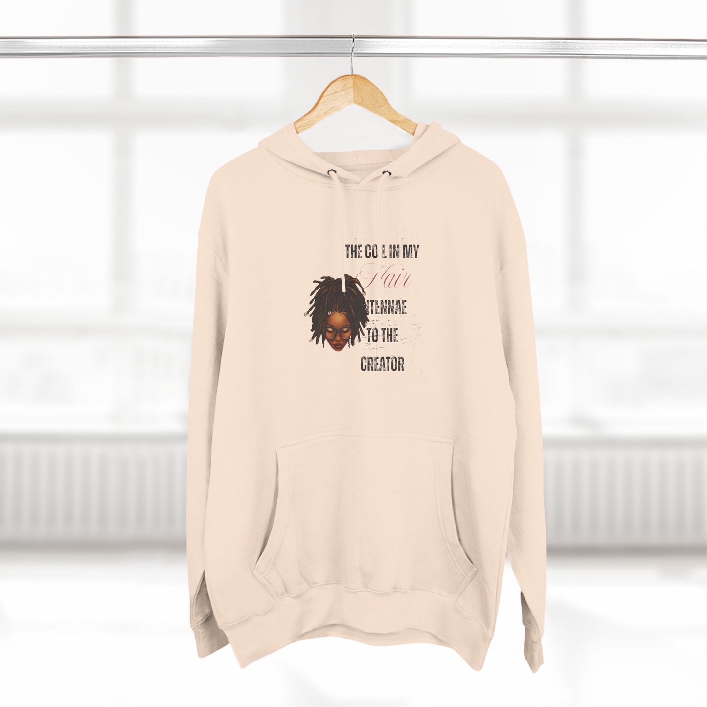Inspiring Three-Panel Fleece Hoodie - "The Coil in My Hair" for Creators
