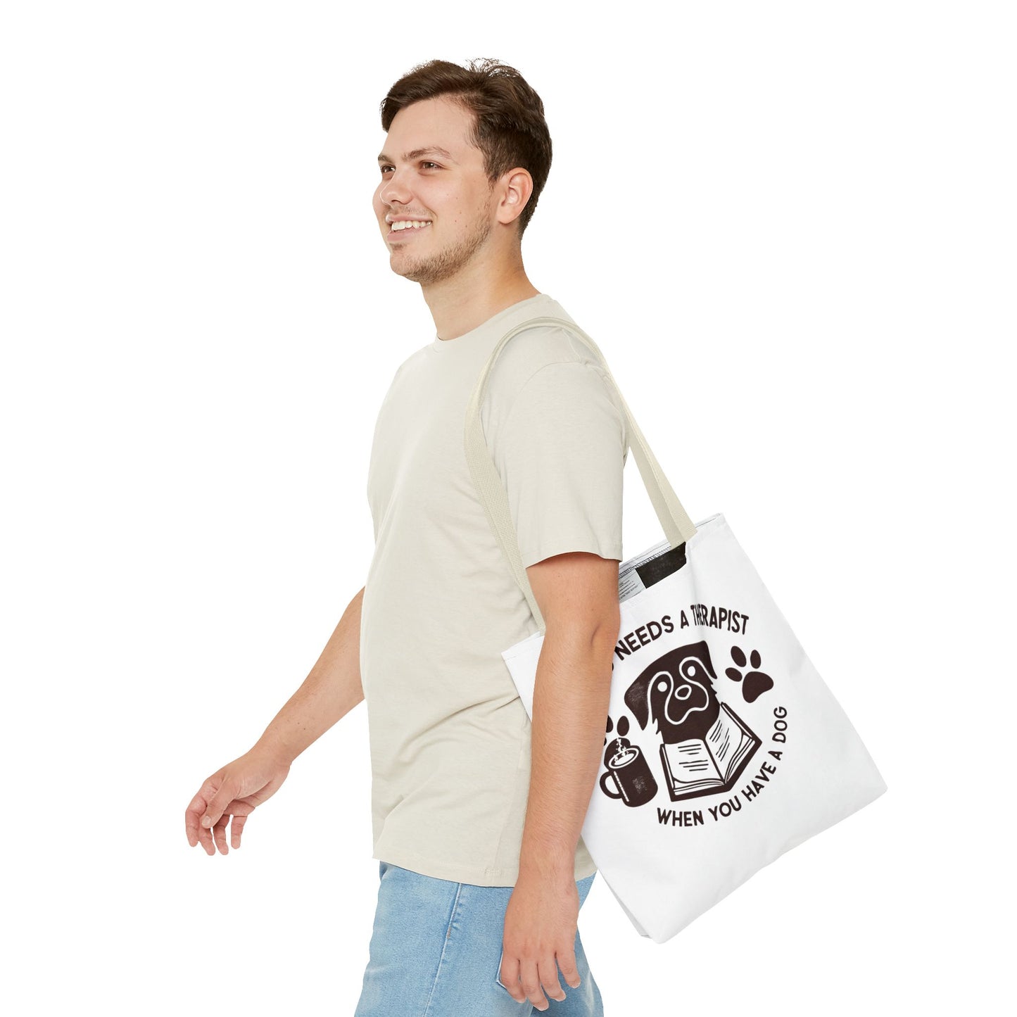 Dog Lover Tote Bag - 'Who Needs a Therapist When You Have a Dog?'