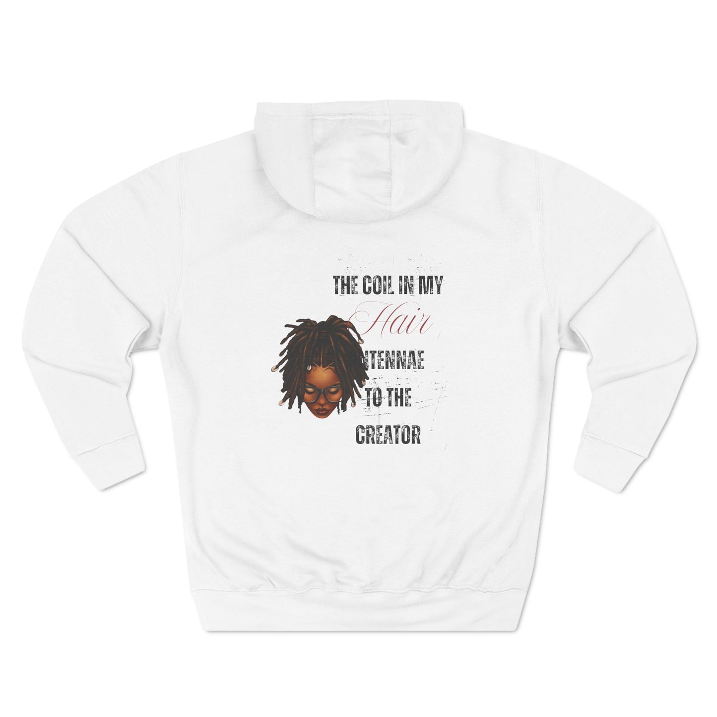 Inspiring Three-Panel Fleece Hoodie - "The Coil in My Hair" for Creators