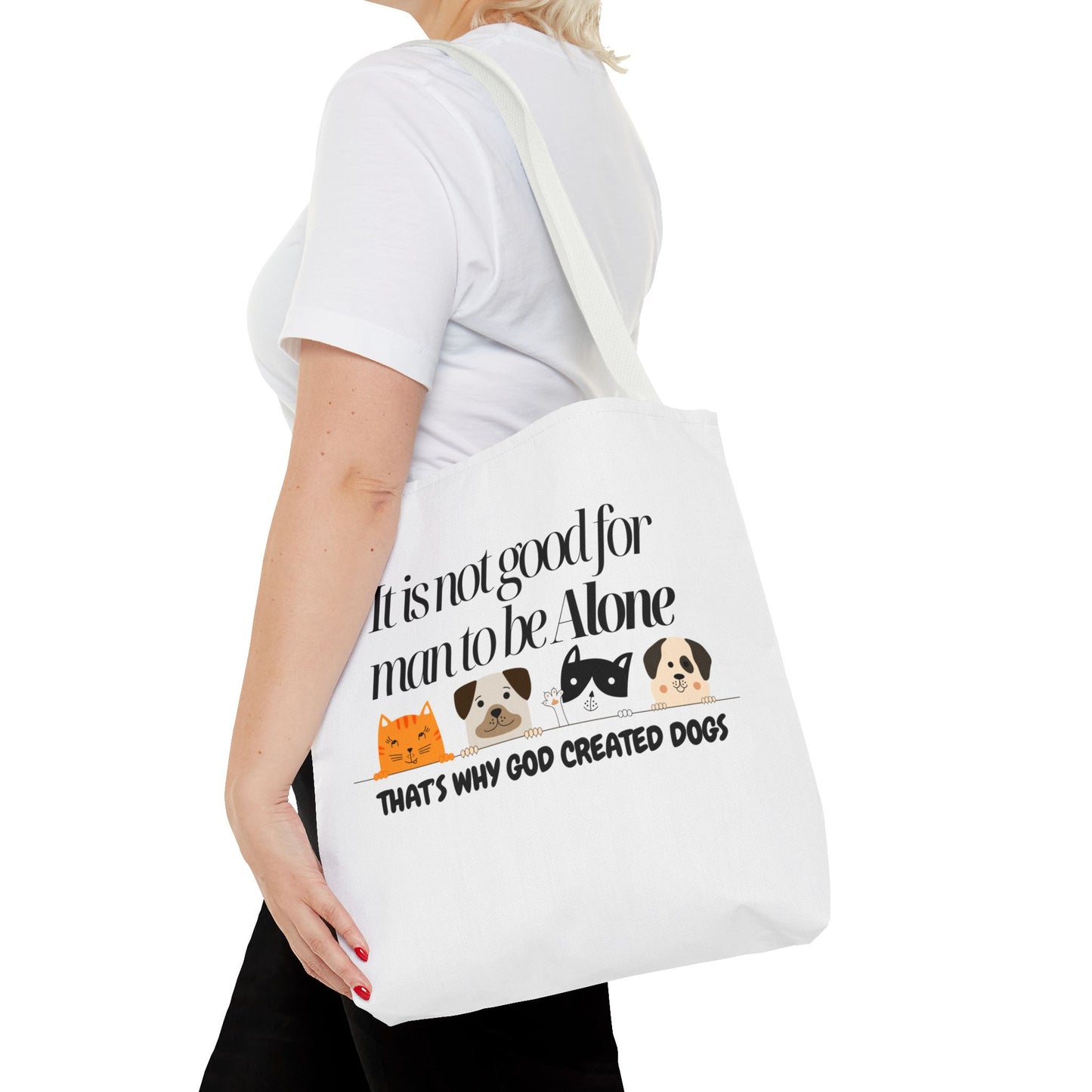 Dog Lover Tote Bag - "It is not good for man to be Alone" Design