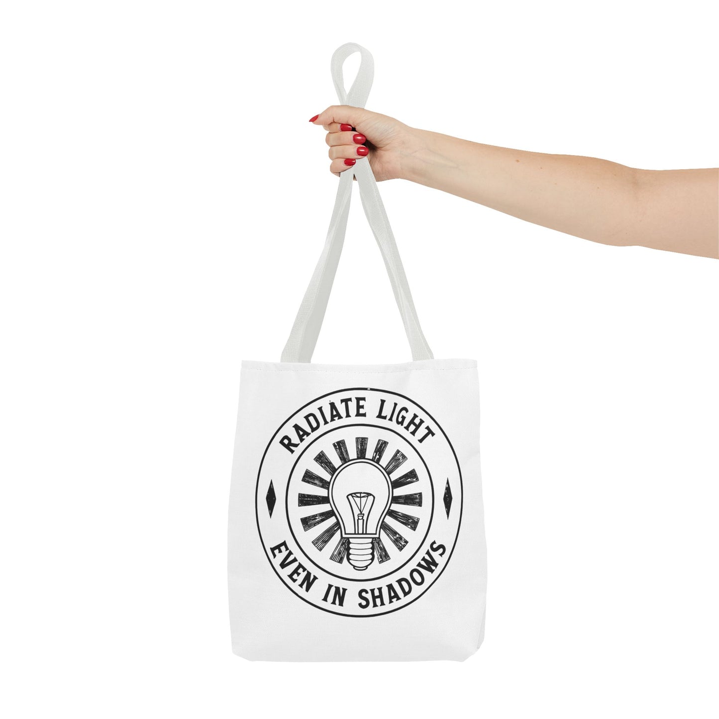 Inspirational Tote Bag - 'Radiate Light Even in Shadows'