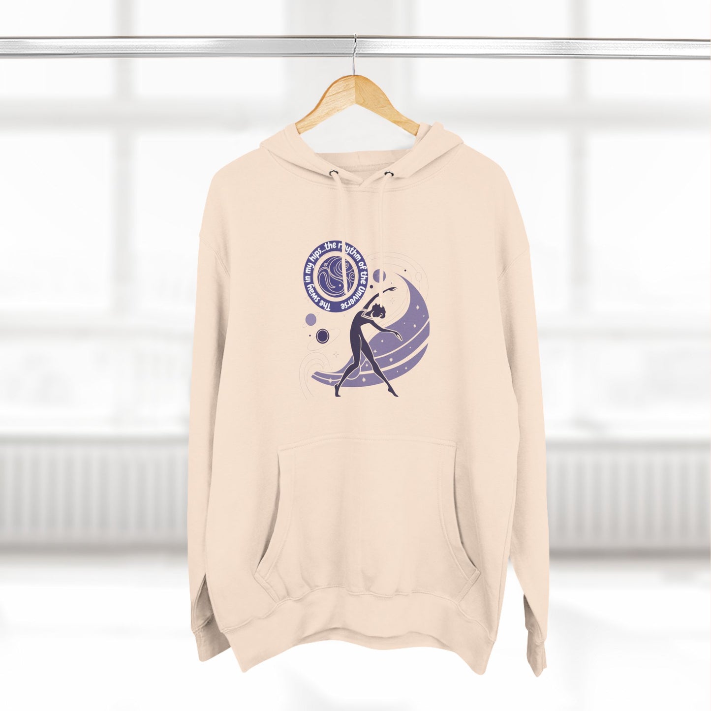 Cosmic Dance Three-Panel Fleece Hoodie - Unique Artistic Design for Creative Souls