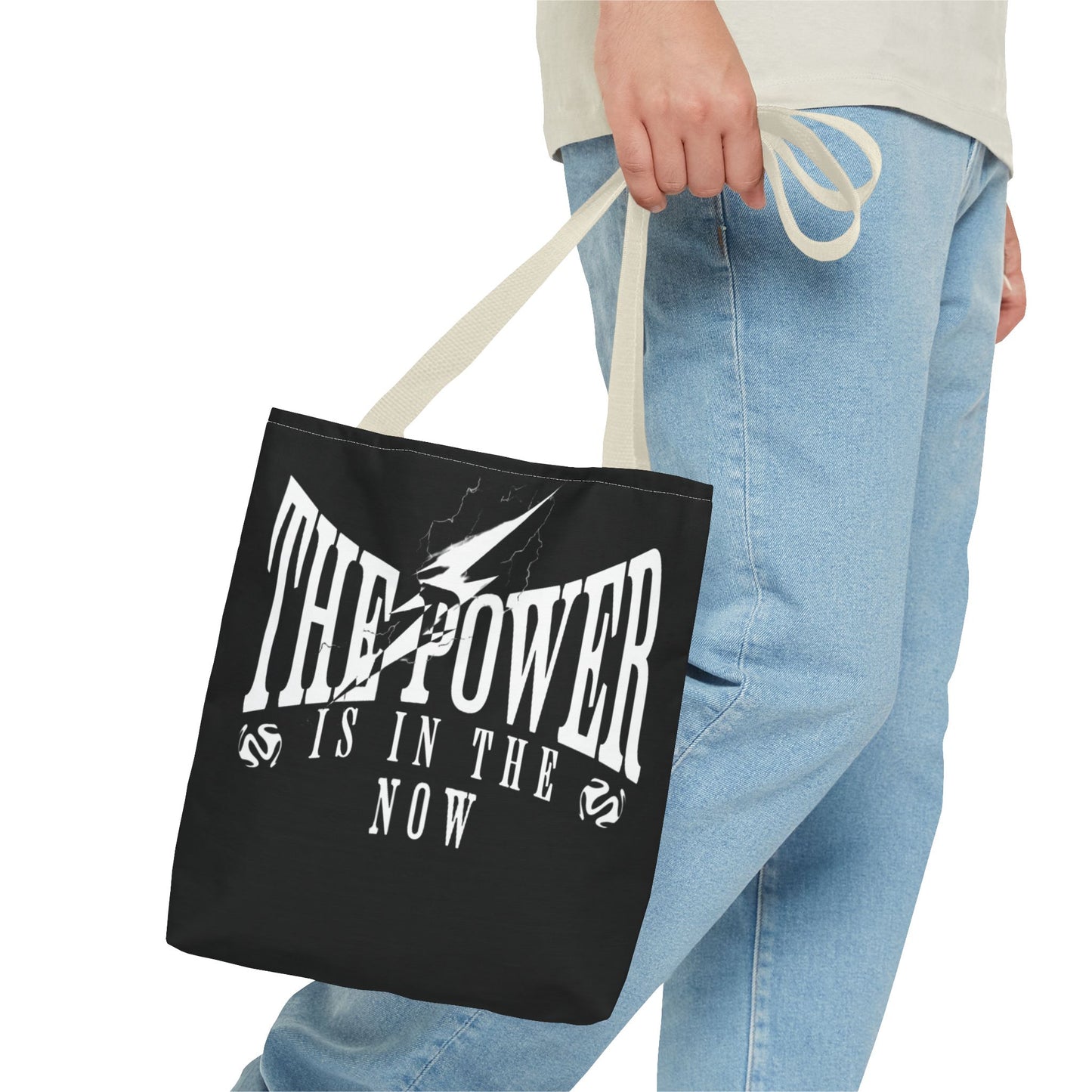 Empowerment Tote Bag - "The Power is in the Now" - Motivational Black Tote for Everyday Use