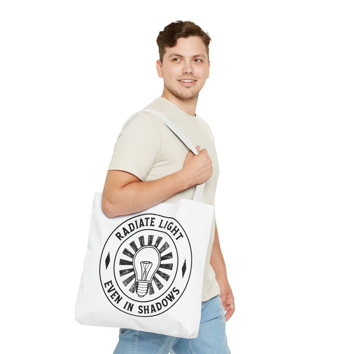 Inspirational Tote Bag - 'Radiate Light Even in Shadows'