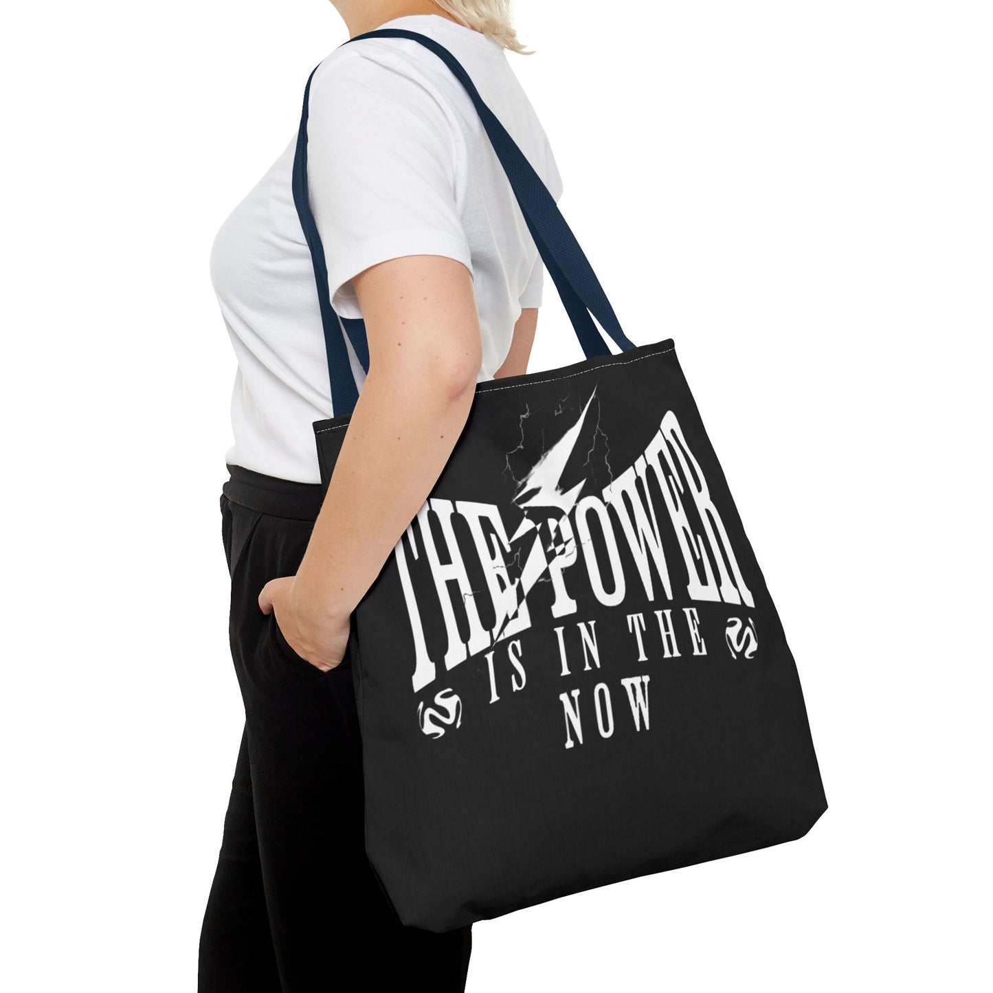 Empowerment Tote Bag - "The Power is in the Now" - Motivational Black Tote for Everyday Use