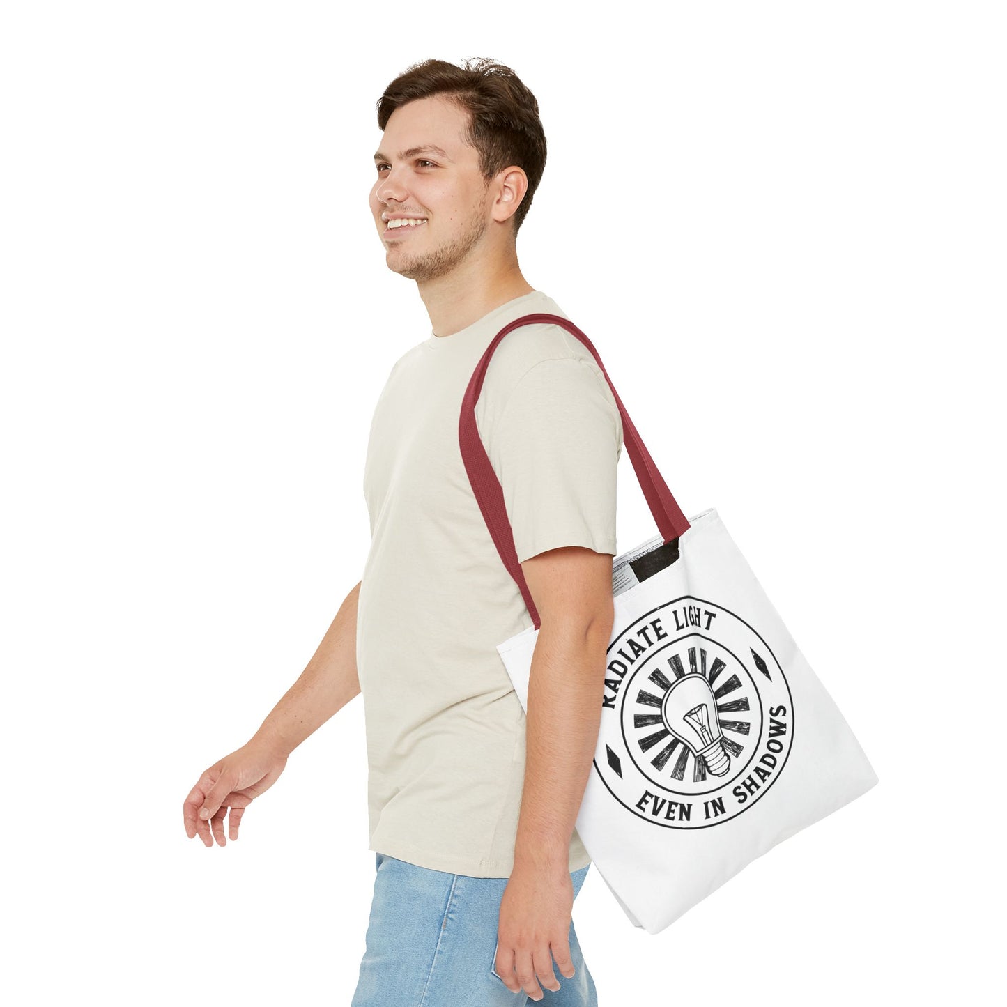 Inspirational Tote Bag - 'Radiate Light Even in Shadows'