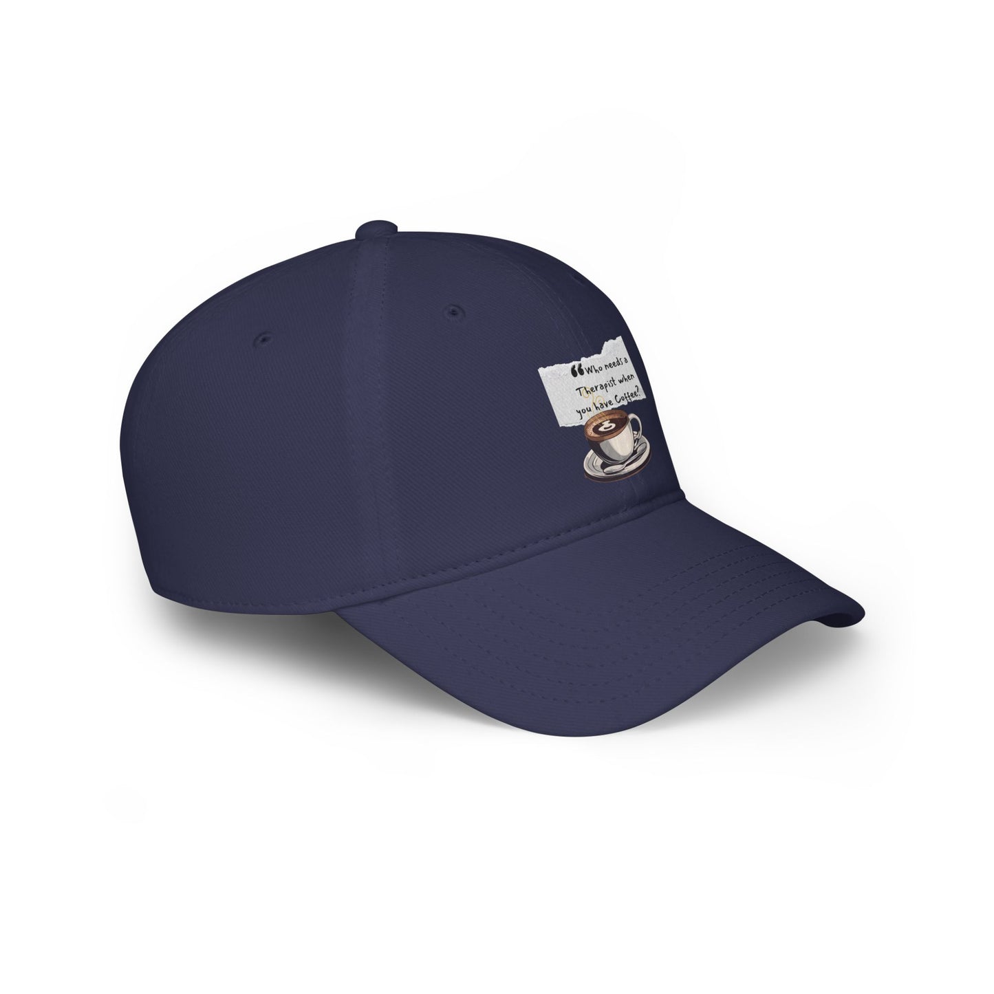 Coffee Lover's Low Profile Baseball Cap - 'Who Needs a Therapist?' Red Hat