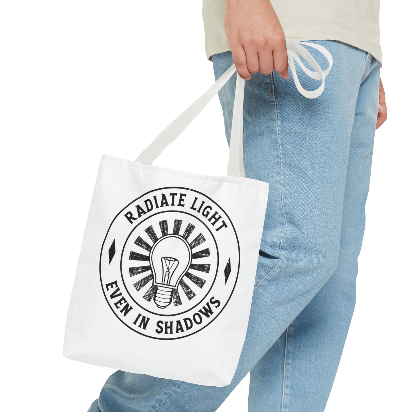 Inspirational Tote Bag - 'Radiate Light Even in Shadows'