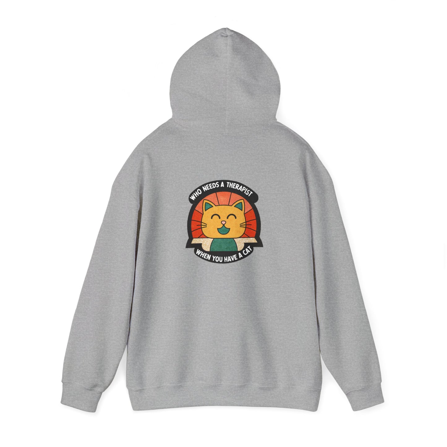 Funny Cat Sweatshirt - 'Who Needs a Therapist When You Have a Cat?' Unisex Hoodie
