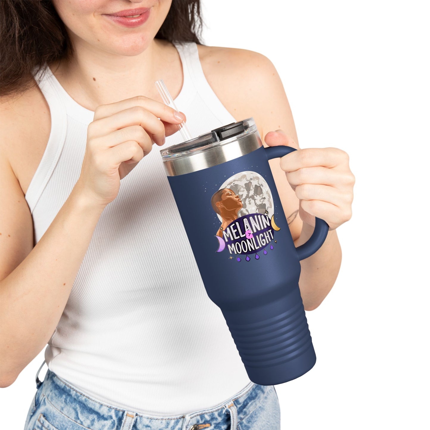 Personalized Insulated Travel Mug - 40oz Moonlight Design