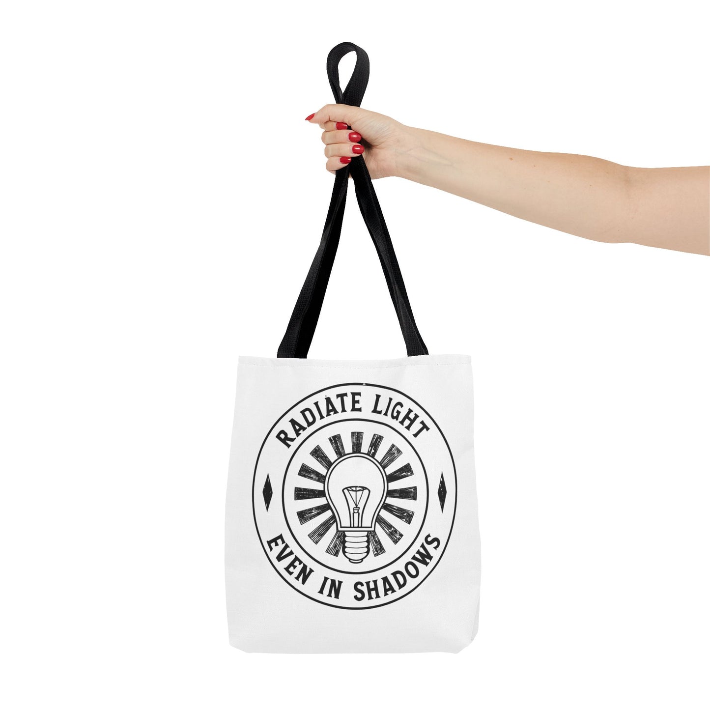 Inspirational Tote Bag - 'Radiate Light Even in Shadows'
