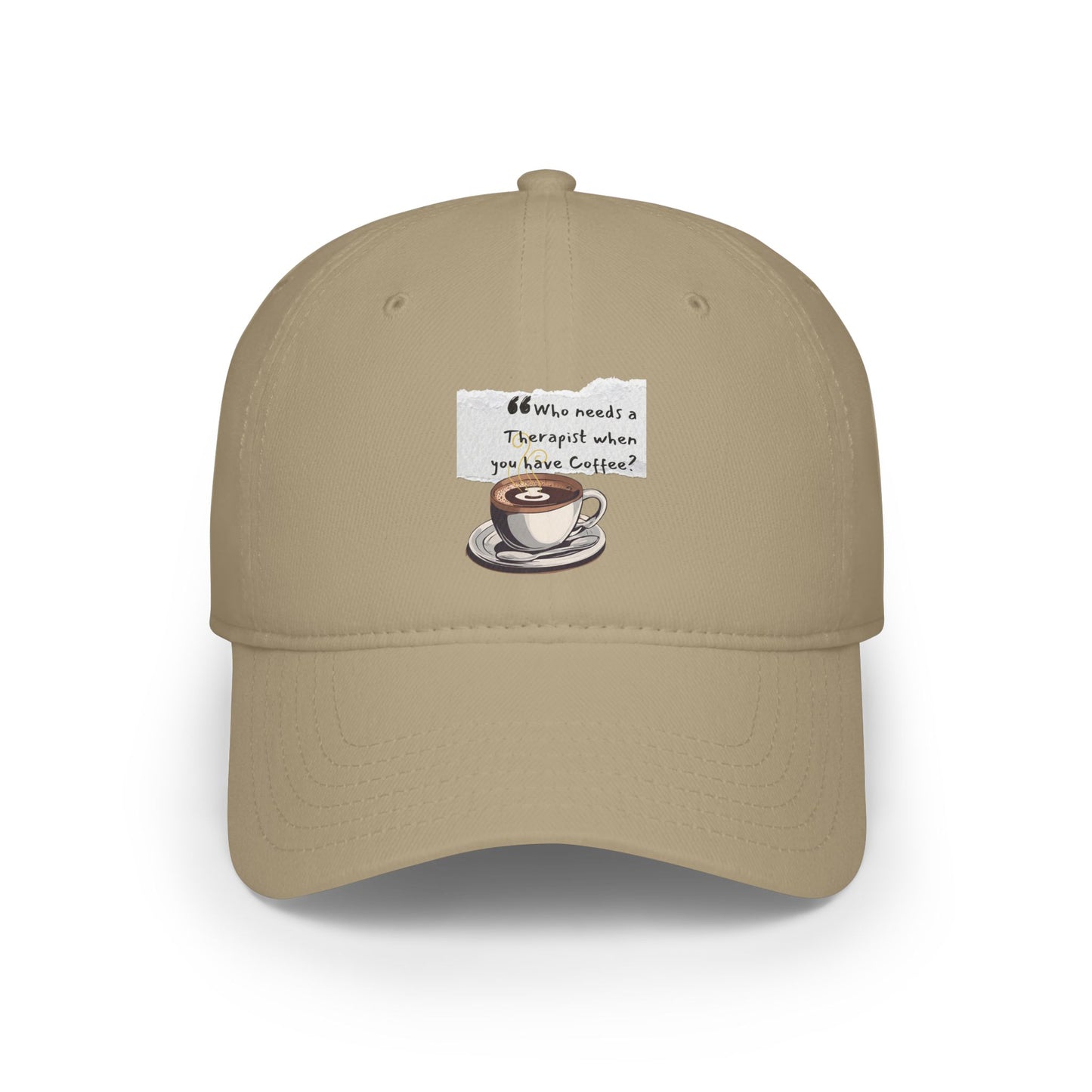 Coffee Lover's Low Profile Baseball Cap - 'Who Needs a Therapist?' Red Hat