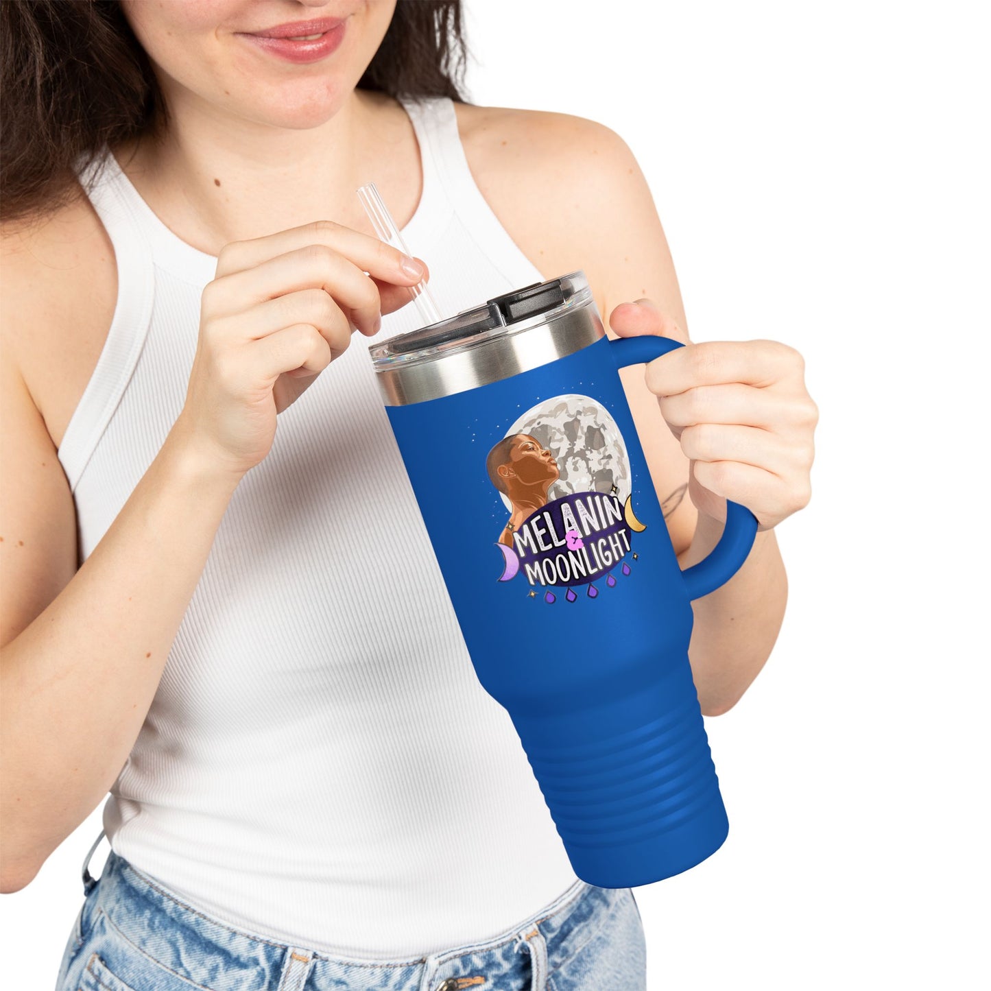 Personalized Insulated Travel Mug - 40oz Moonlight Design