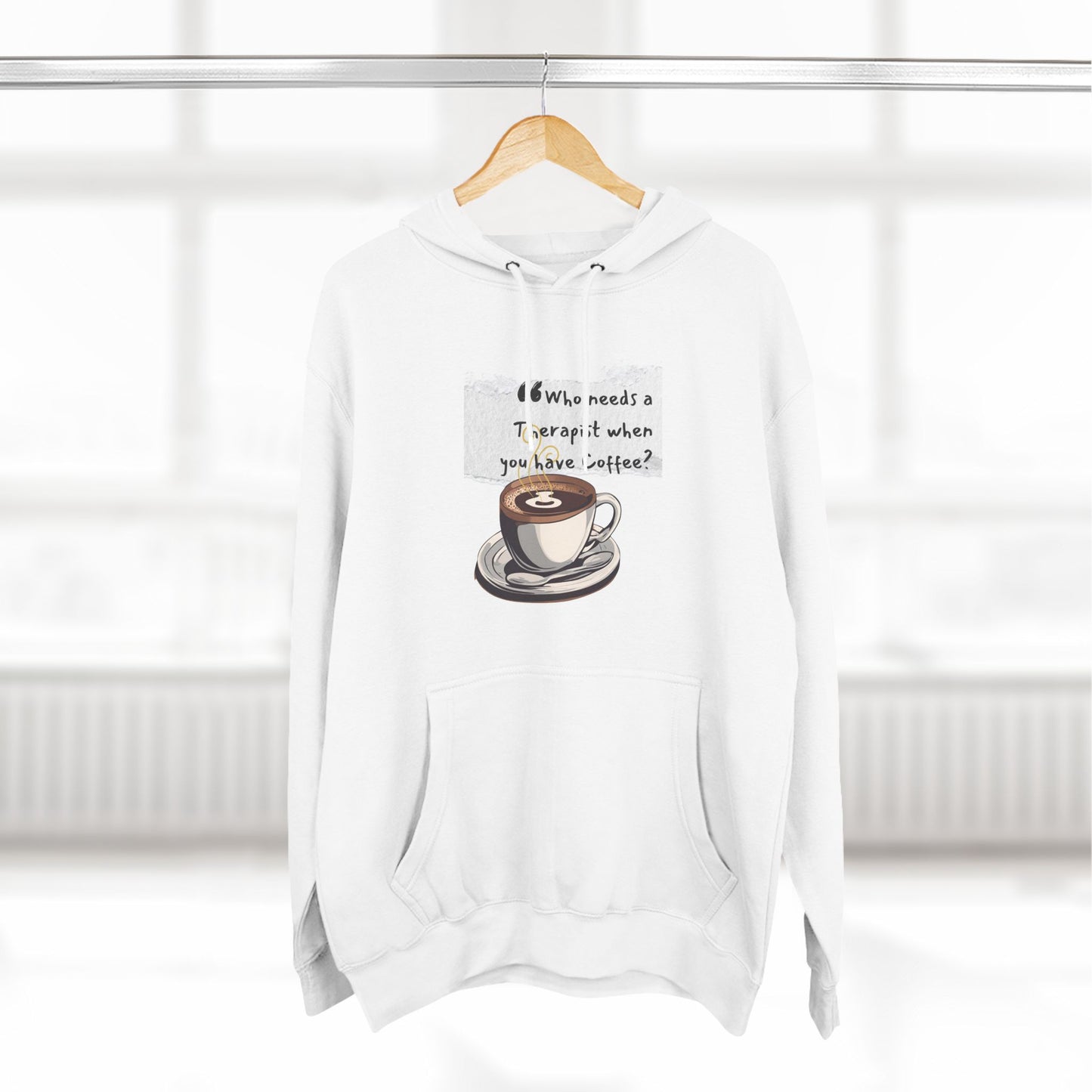 Funny Coffee Therapy Fleece Hoodie - Perfect for Coffee Lovers