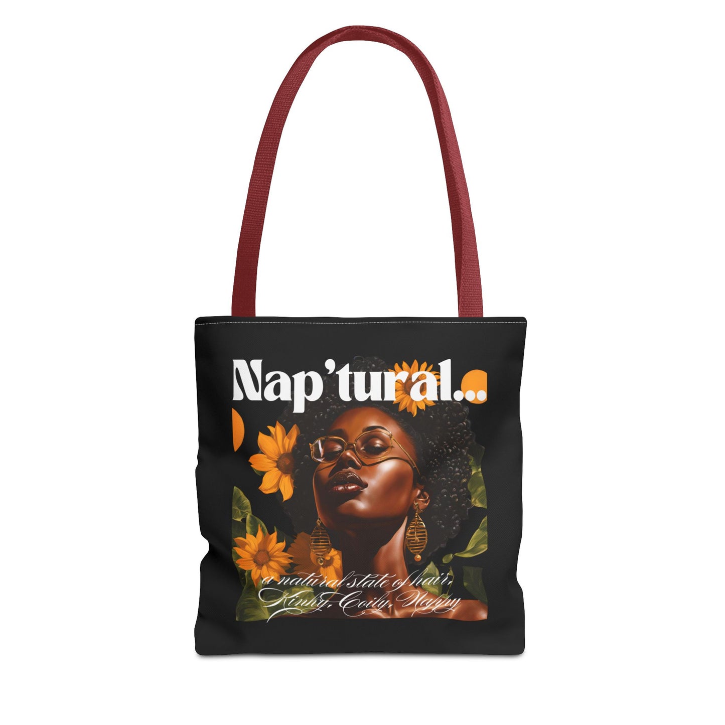 African American Nap'tural Tote Bag with Floral Design - Eco-Friendly Everyday Carry All
