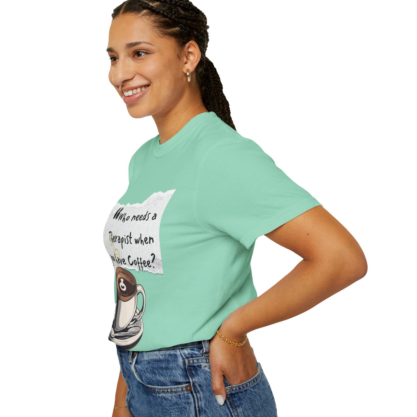 Unisex Coffee Therapy T-Shirt - "Who Needs a Therapist When You Have Coffee?"