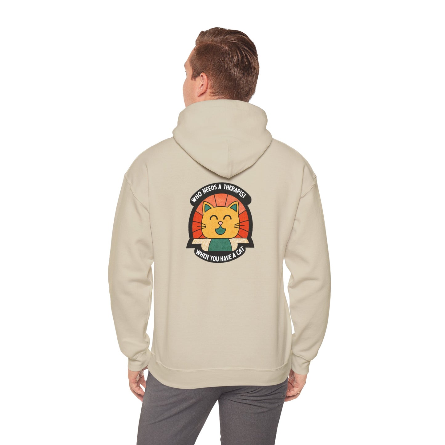 Funny Cat Sweatshirt - 'Who Needs a Therapist When You Have a Cat?' Unisex Hoodie