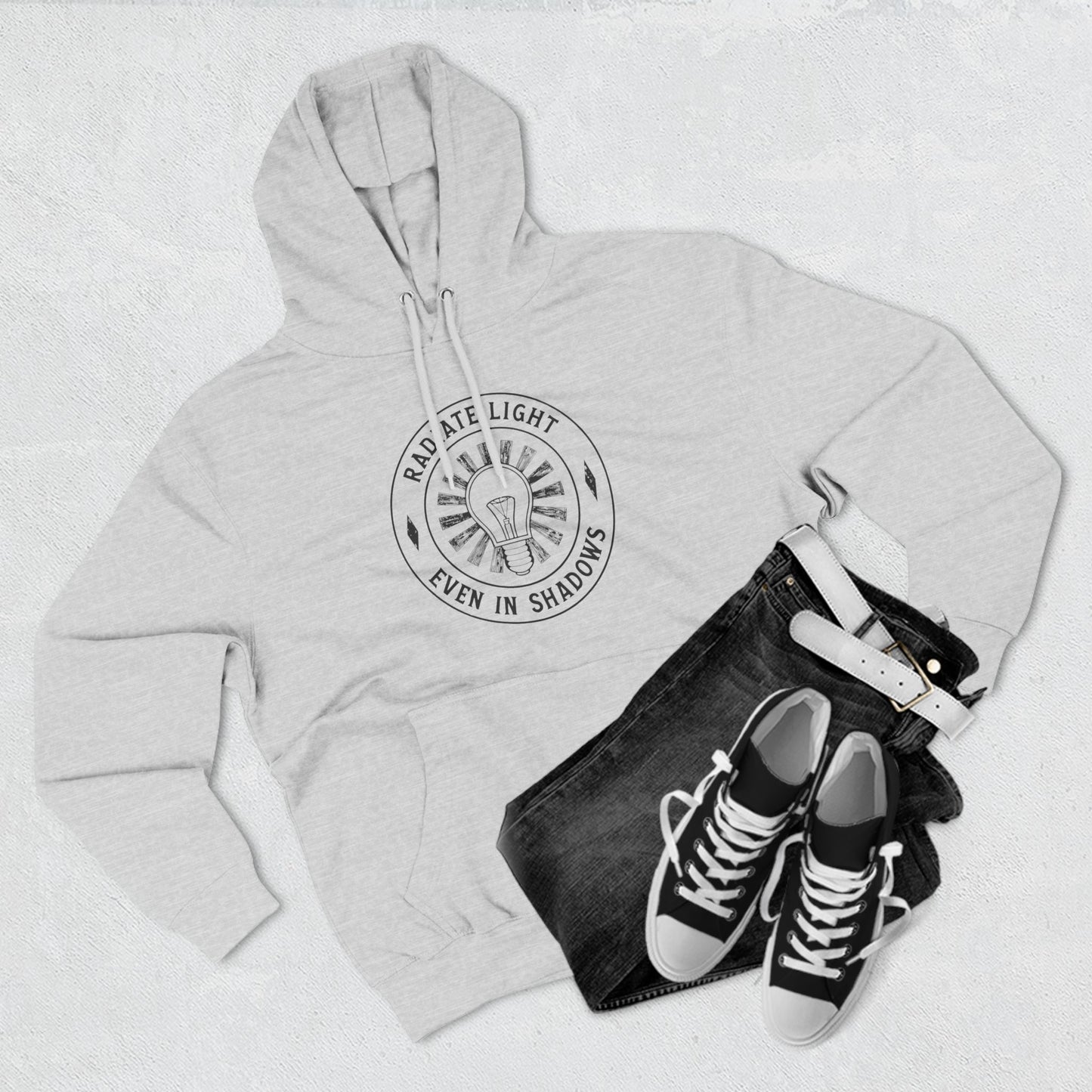 Radiate Light Fleece Hoodie - Inspirational Design for Comfort and Style