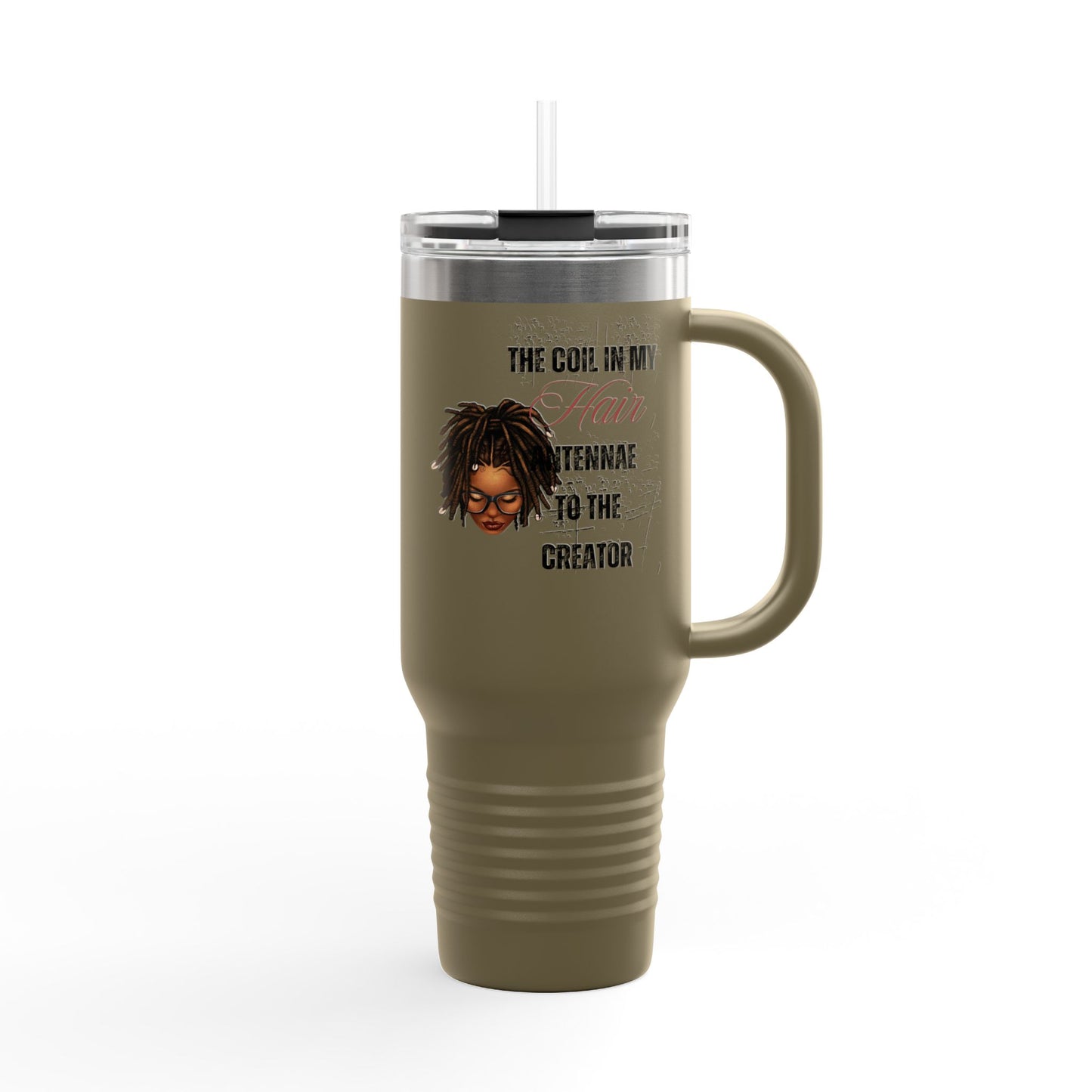 Personalized 40oz Insulated Travel Mug - 'The Coil in My Hair' Design