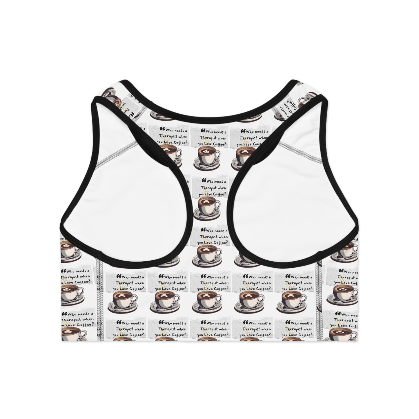 Coffee Lovers Sports Bra - Motivational Workout Gear with Coffee Design