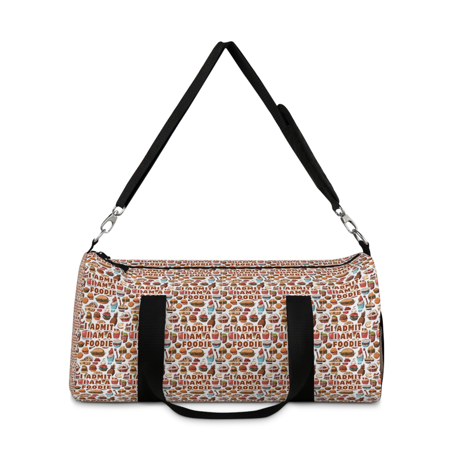 "Admit It, I'm a Foodie" Duffel Bag – Perfect for Food Lovers on the Go!