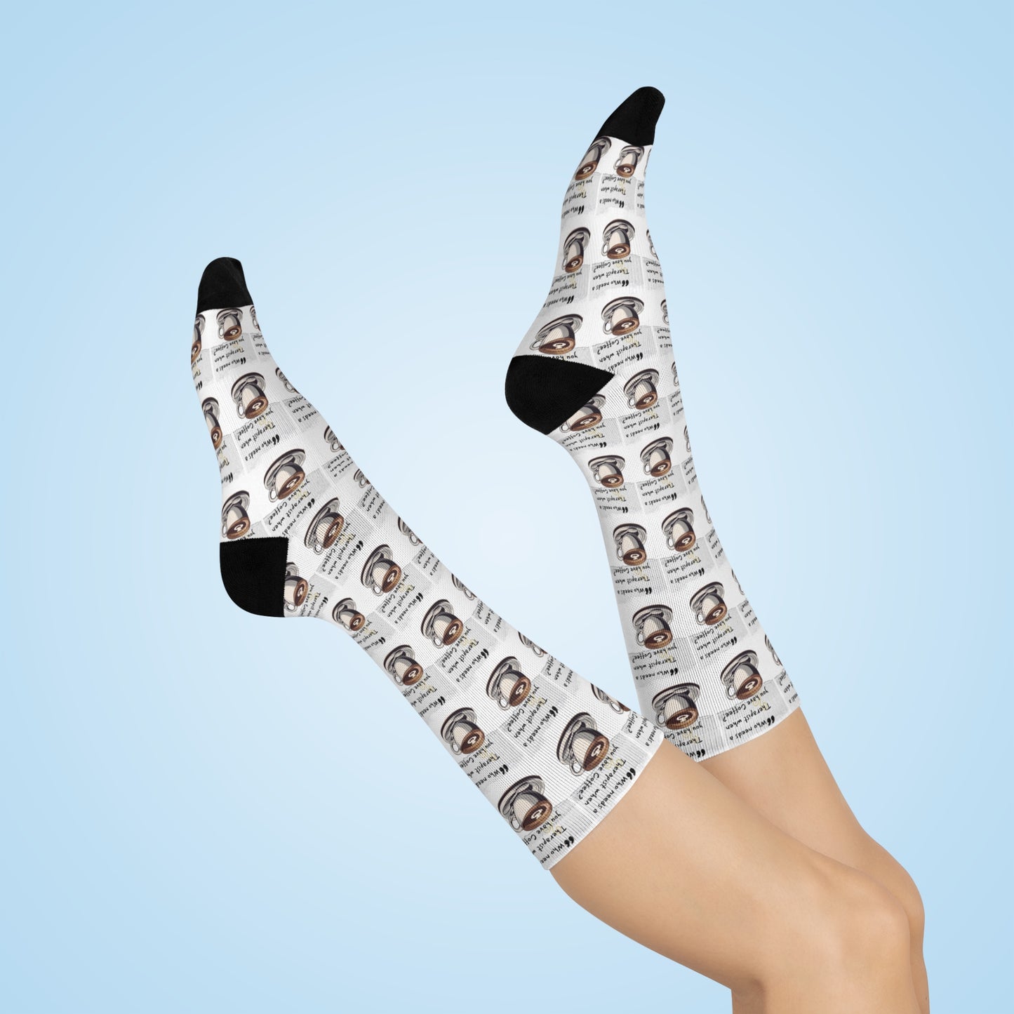 Funny Coffee Lover Cushioned Crew Socks | Perfect Gift for Coffee Enthusiasts & Holidays