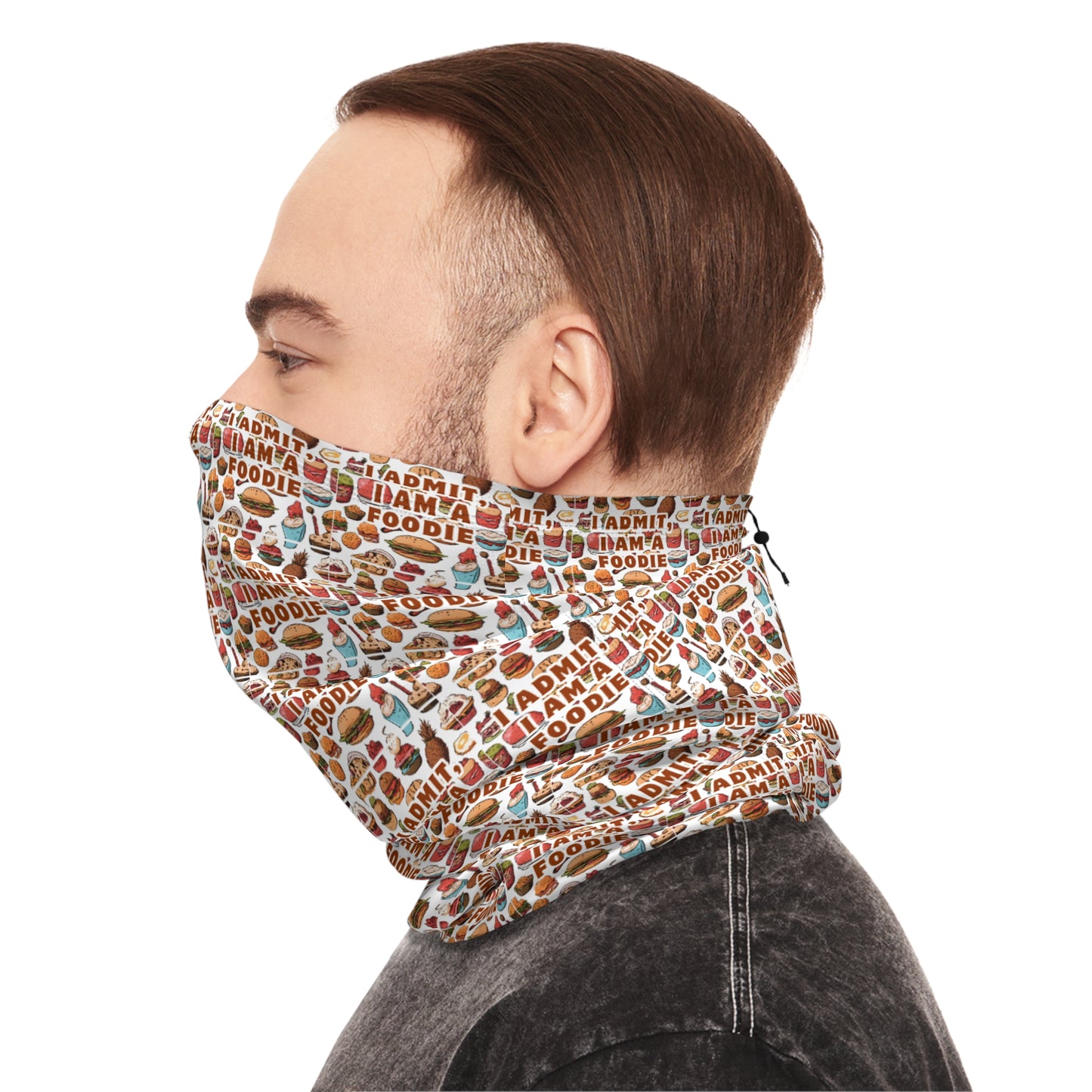 Cozy Winter Neck Gaiter with Fun Food Print